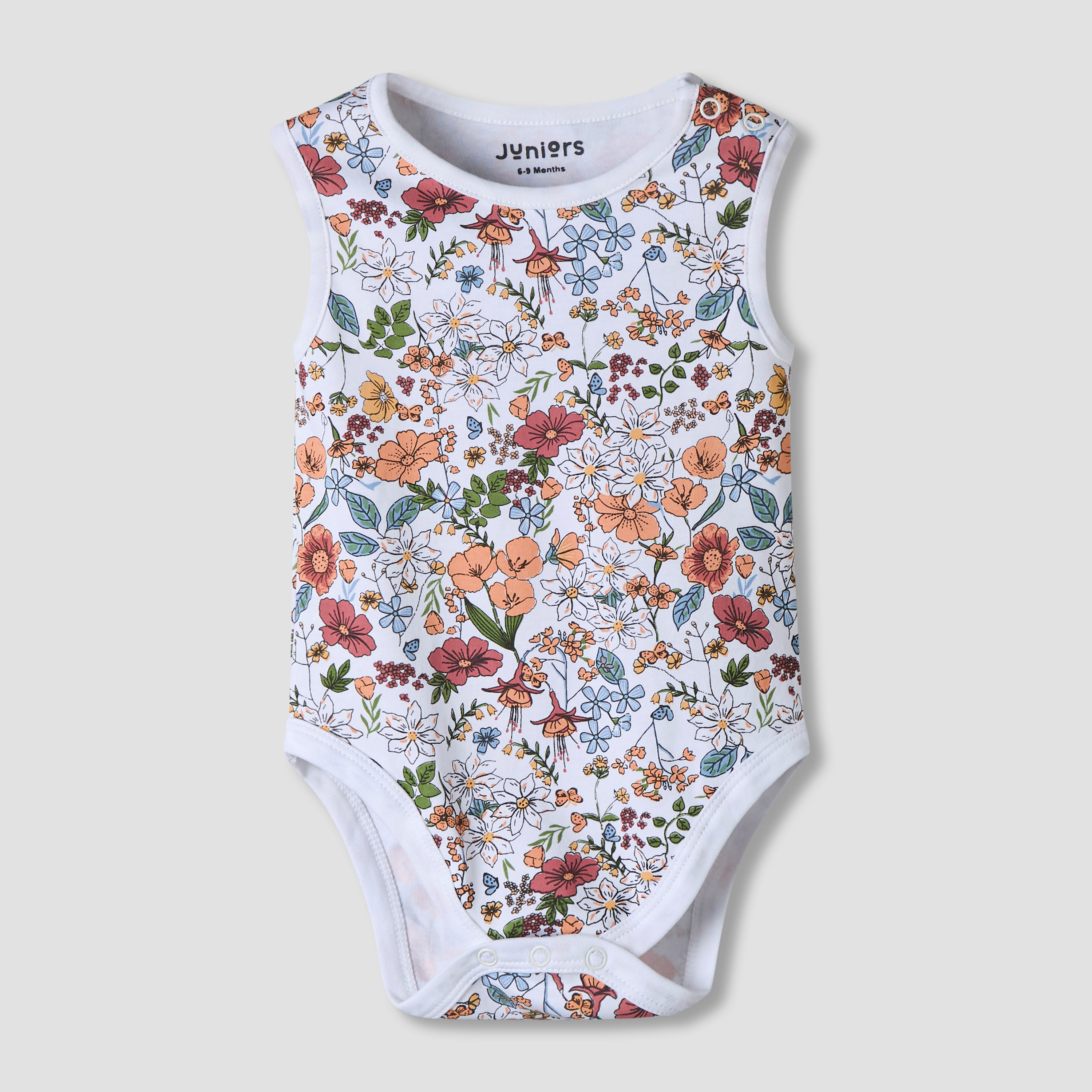 Pack of 7 Juniors Cotton Sleeveless Bodysuit with Floral Print-baby-boys-clothing-bodysuits-image-3