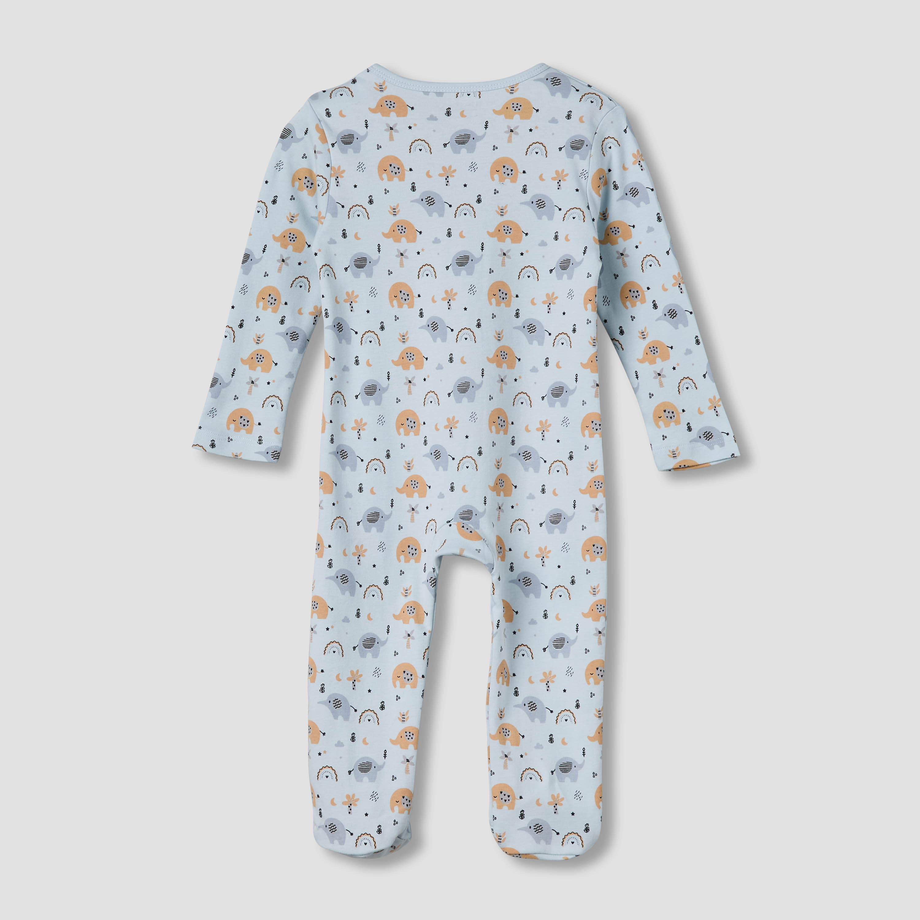 Juniors Cotton Round Neck Long Sleeve Sleepsuit with Zip Closure-baby-girls-clothing-nightwear-sleepsuits-image-2