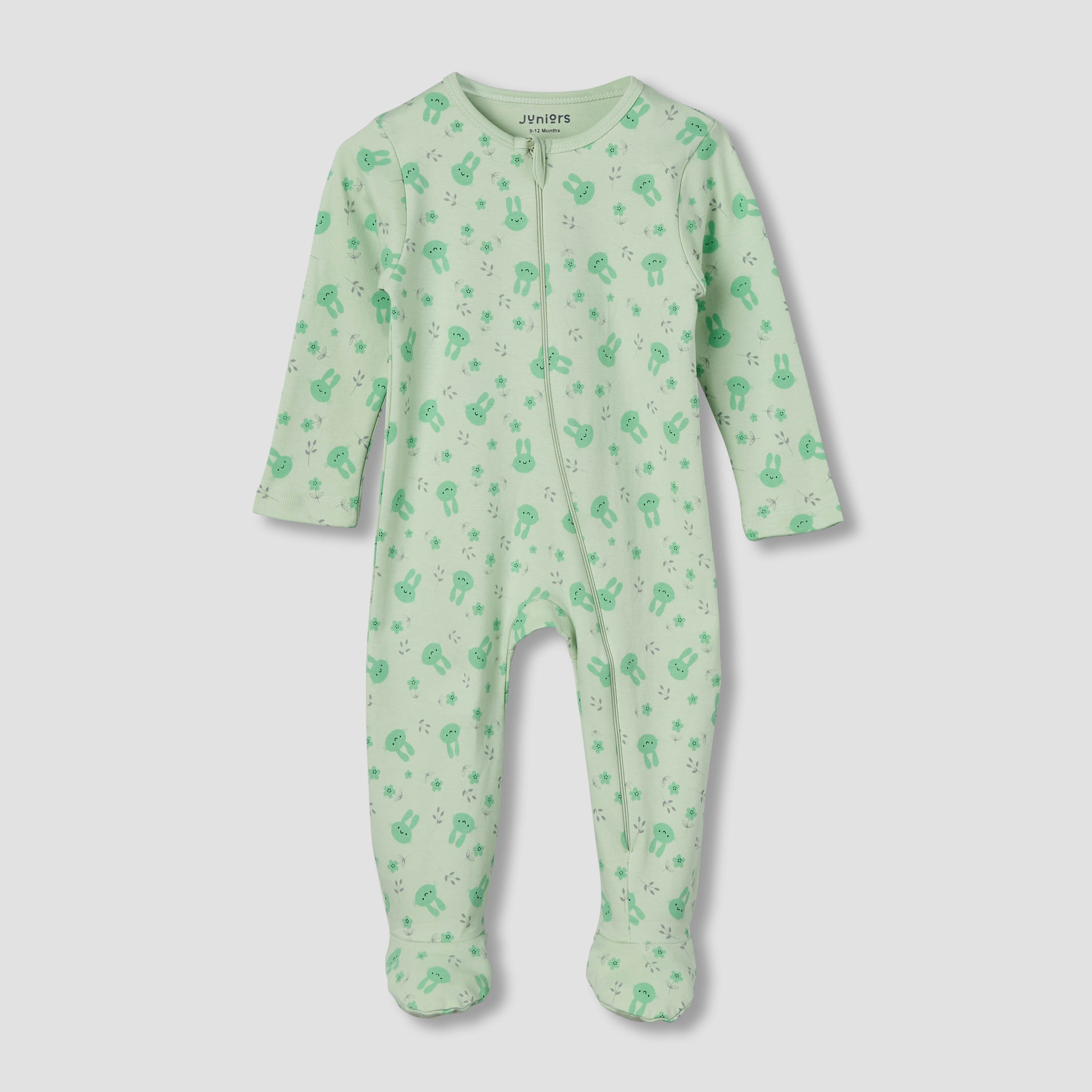Juniors Cotton Round Neck Long Sleeve Sleepsuit with Zip Closure-baby-girls-clothing-nightwear-sleepsuits-image-1