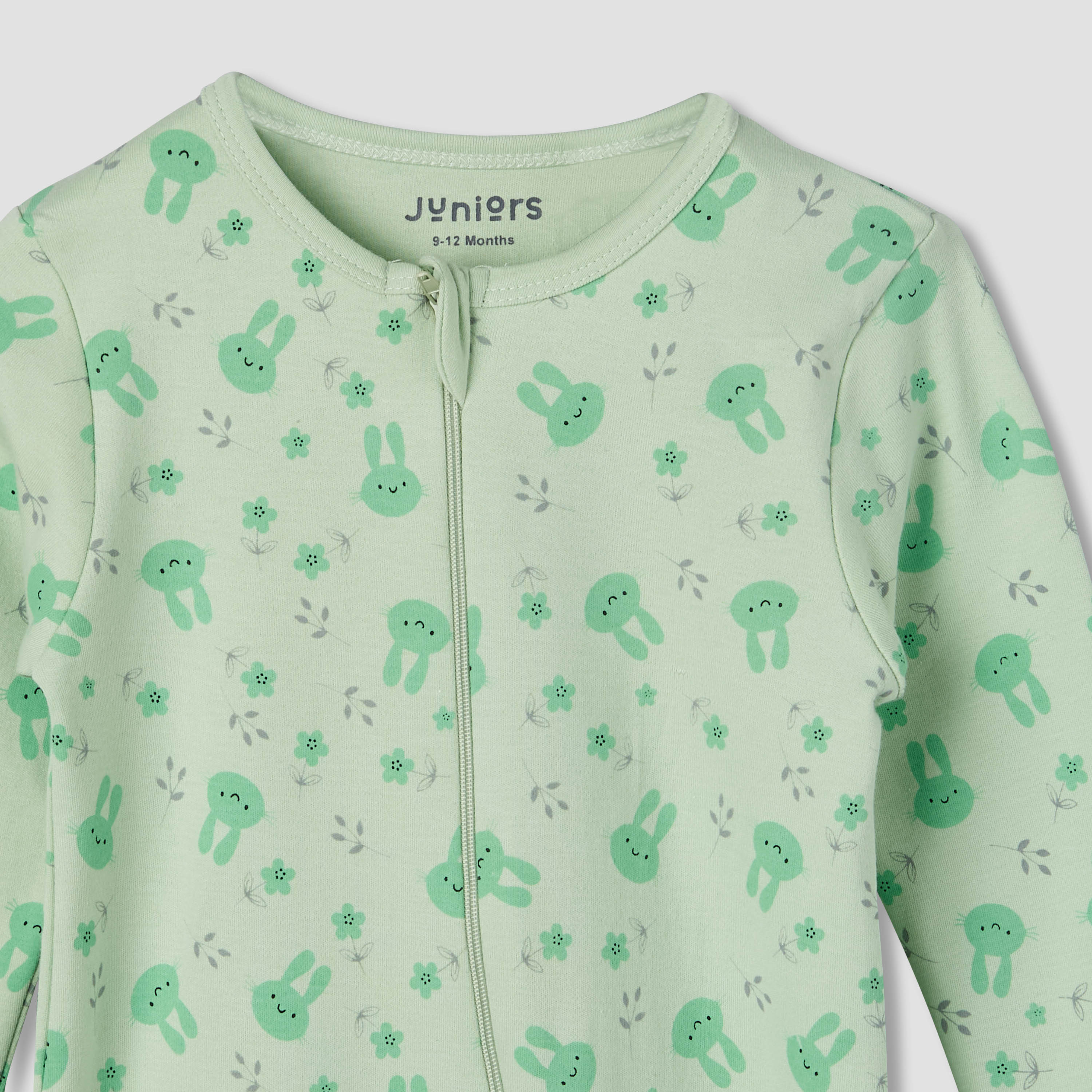 Juniors Cotton Round Neck Long Sleeve Sleepsuit with Zip Closure-baby-girls-clothing-nightwear-sleepsuits-image-3