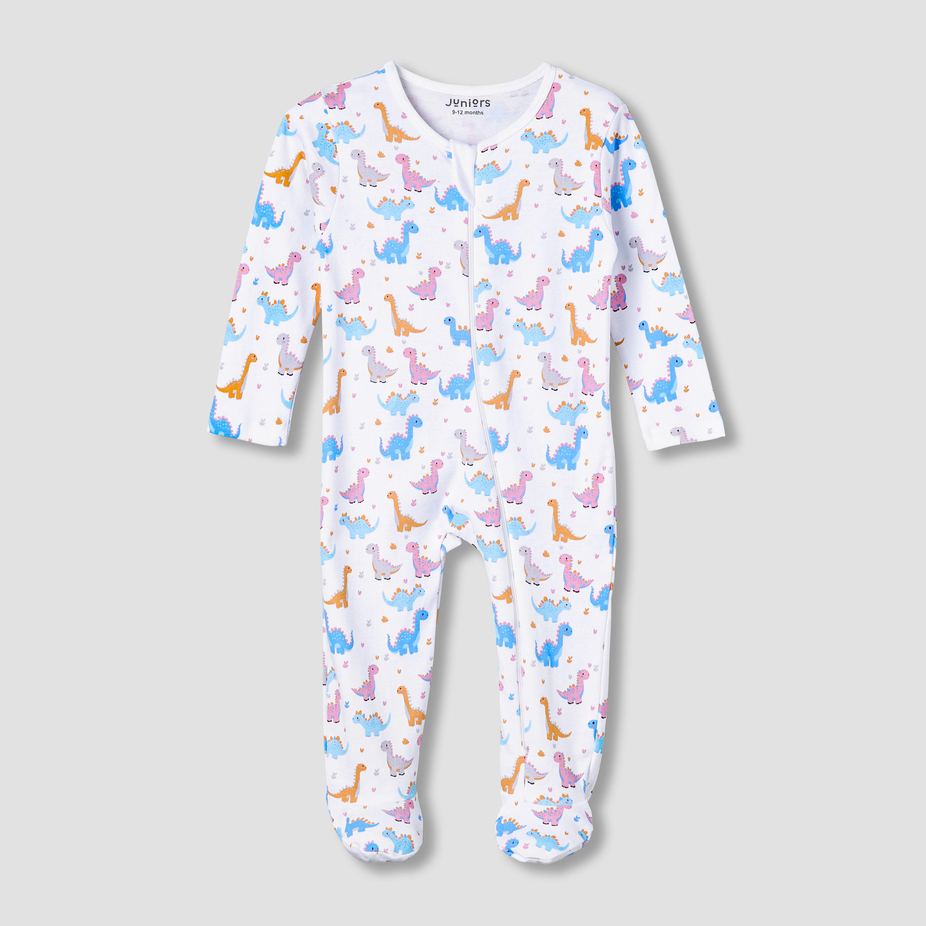 Juniors Cotton Round Neck Long Sleeve Sleepsuit with Zip Closure-baby-girls-clothing-nightwear-sleepsuits-image-1