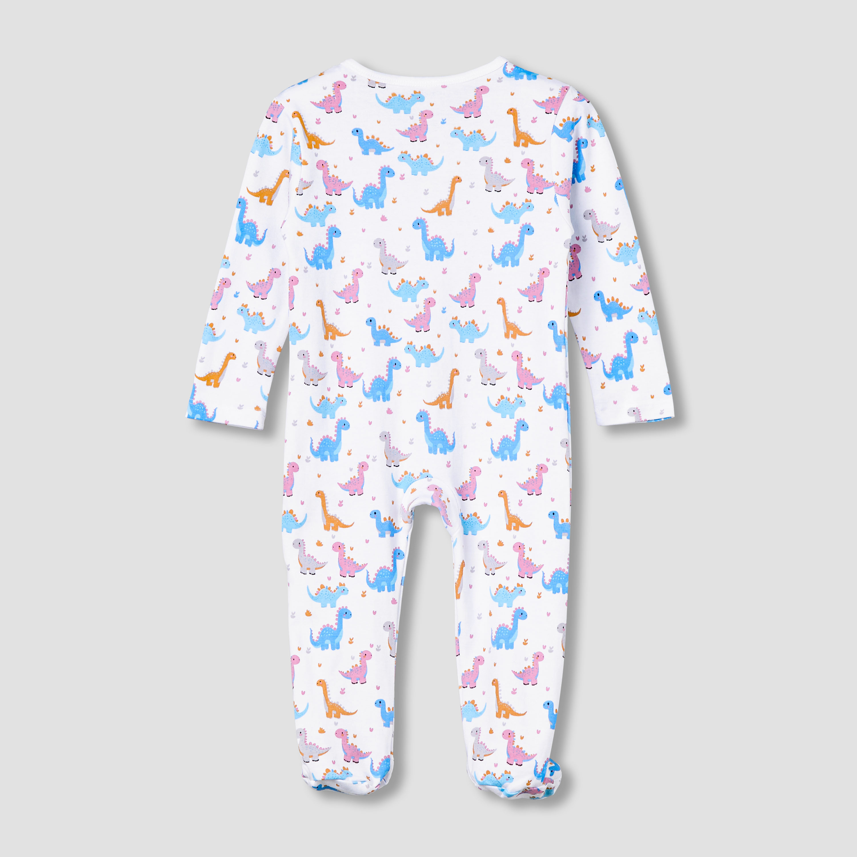 Juniors Cotton Round Neck Long Sleeve Sleepsuit with Zip Closure-baby-girls-clothing-nightwear-sleepsuits-image-2