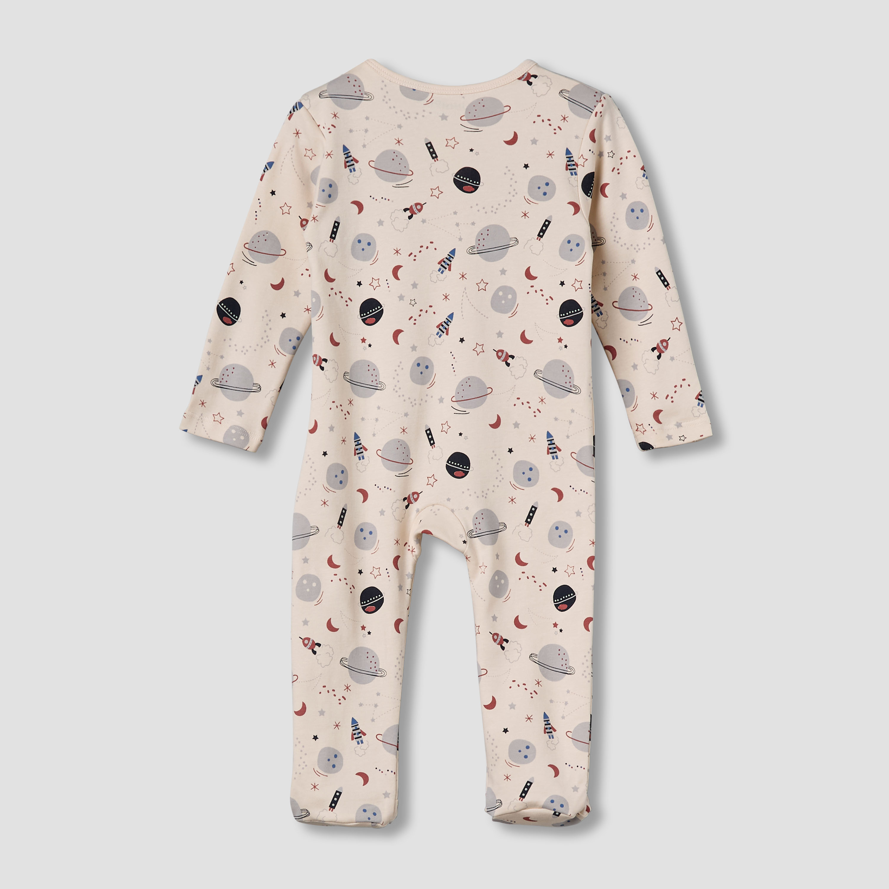 Juniors Cotton Round Neck Long Sleeve Sleepsuit with Zip Closure-baby-boys-clothing-nightwear-sleepsuits-image-2