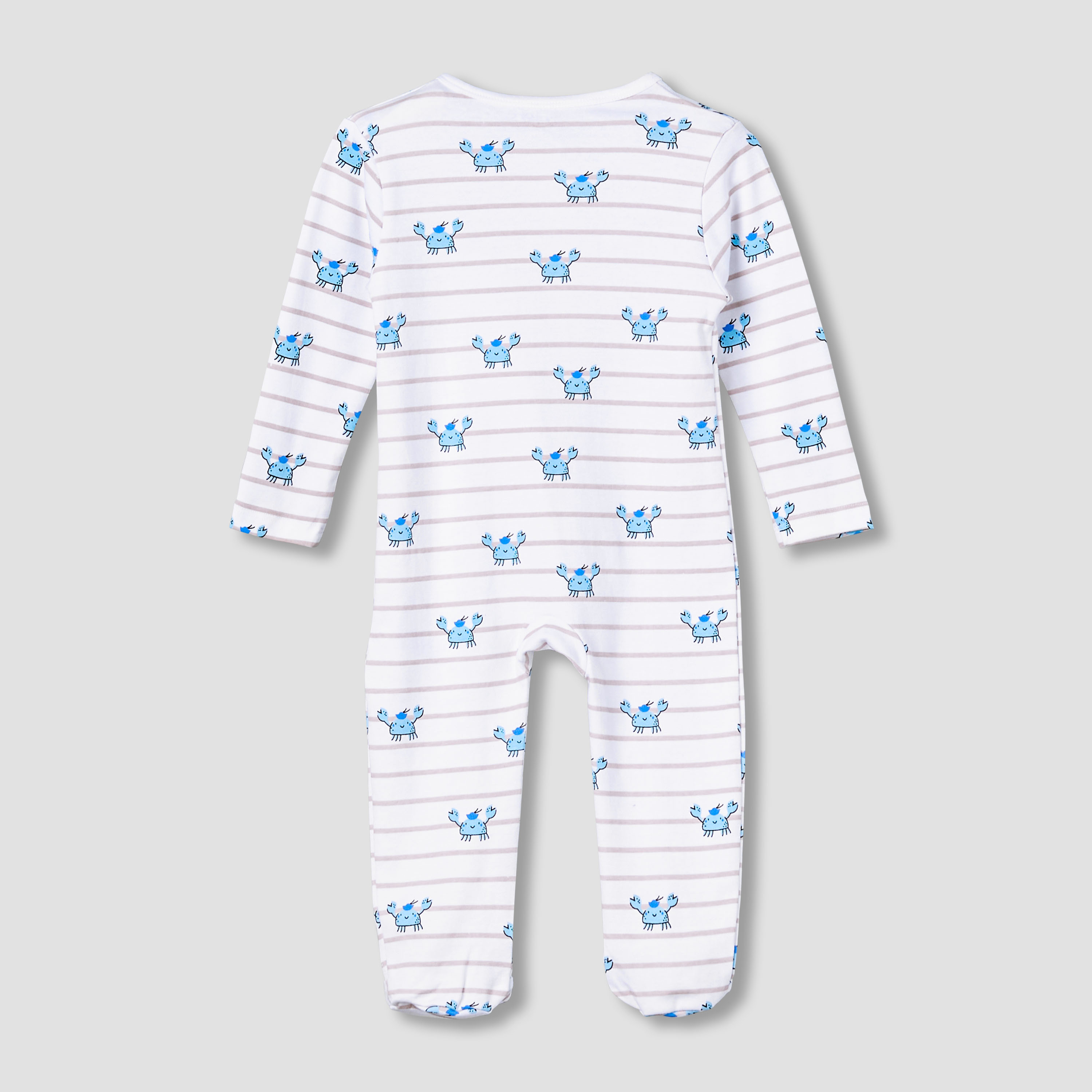 Juniors Cotton Round Neck Long Sleeve Sleepsuit with Zip Closure-baby-boys-clothing-nightwear-sleepsuits-image-2