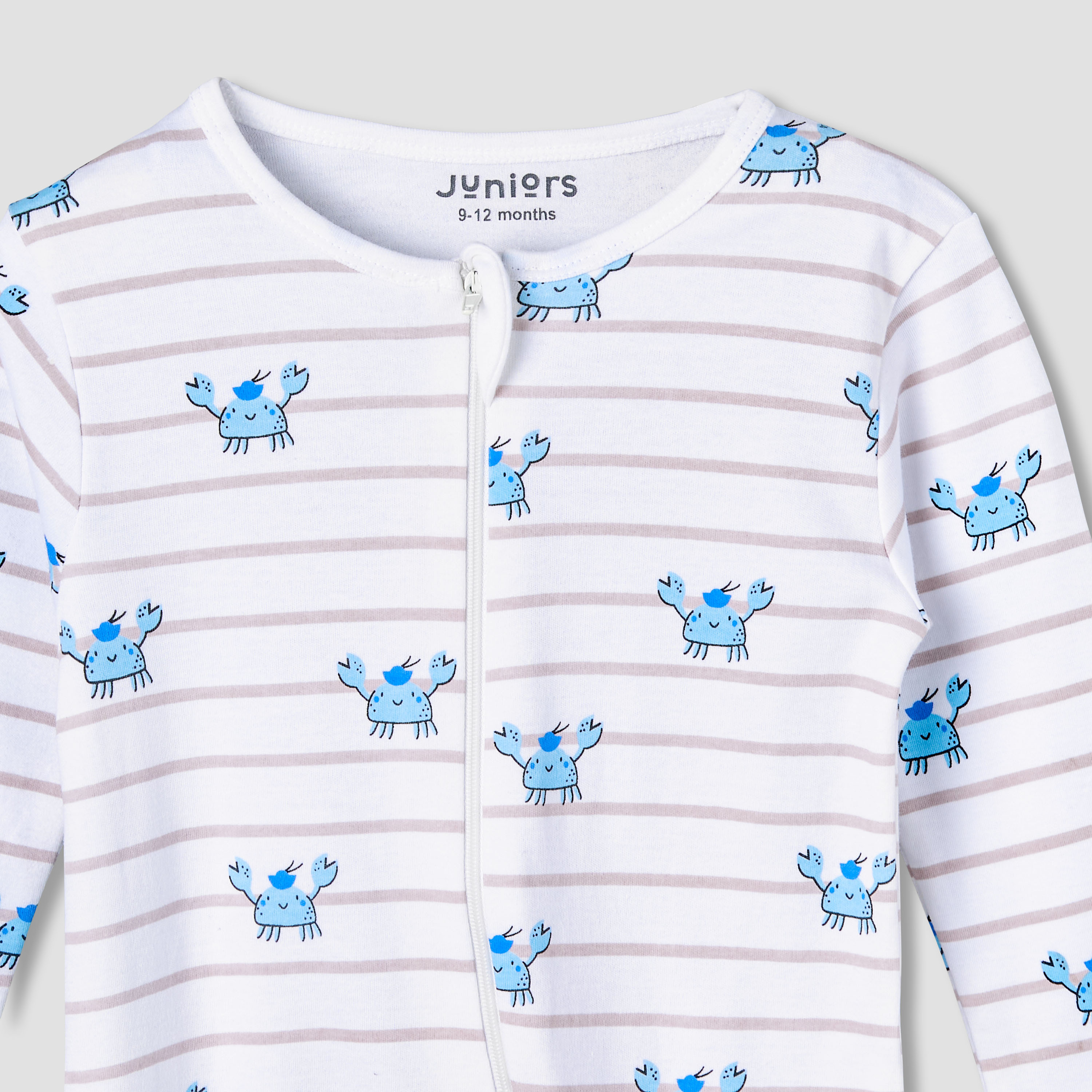 Juniors Cotton Round Neck Long Sleeve Sleepsuit with Zip Closure-baby-boys-clothing-nightwear-sleepsuits-image-3