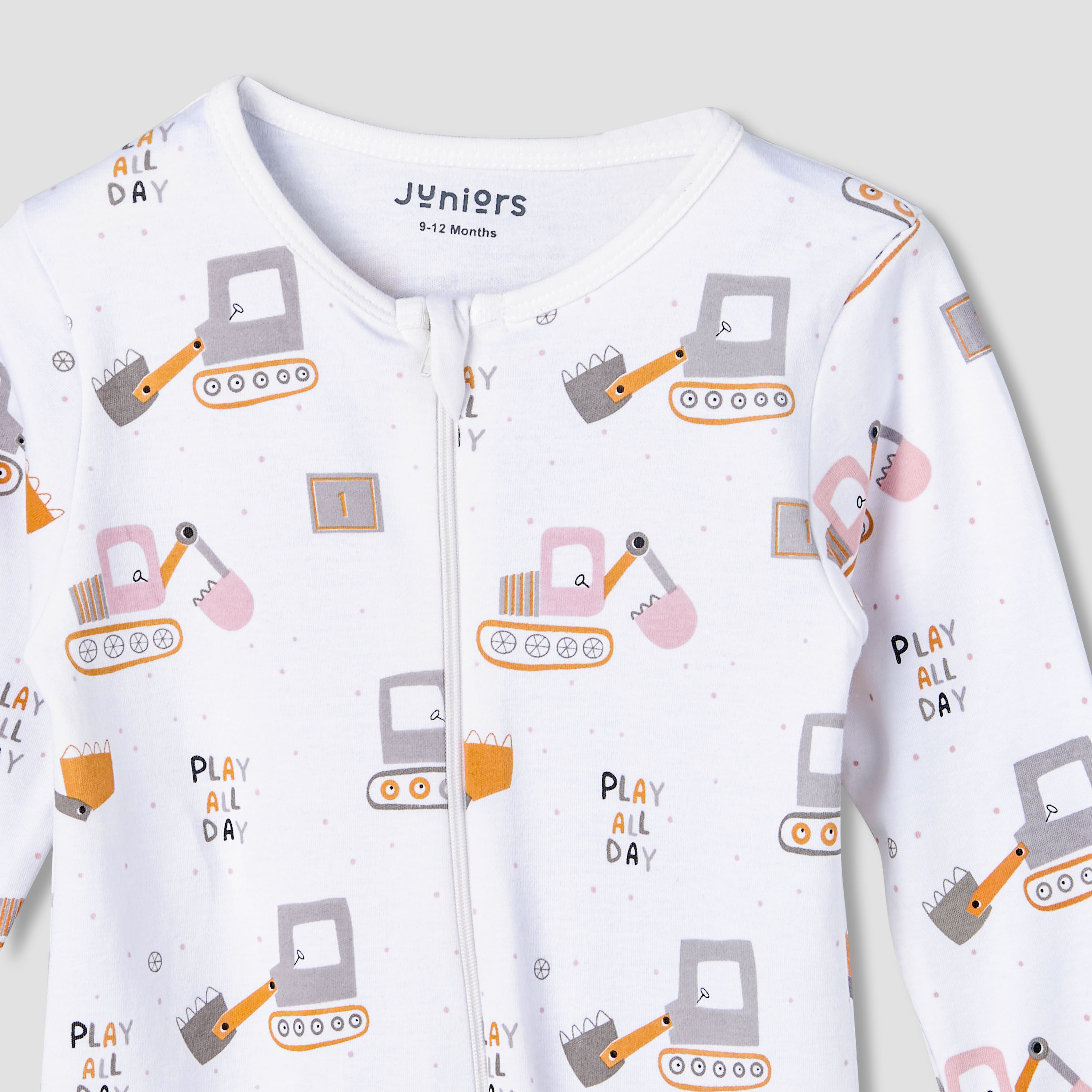 Juniors Cotton Round Neck Long Sleeve Sleepsuit with Zip Closure-baby-boys-clothing-nightwear-sleepsuits-image-3