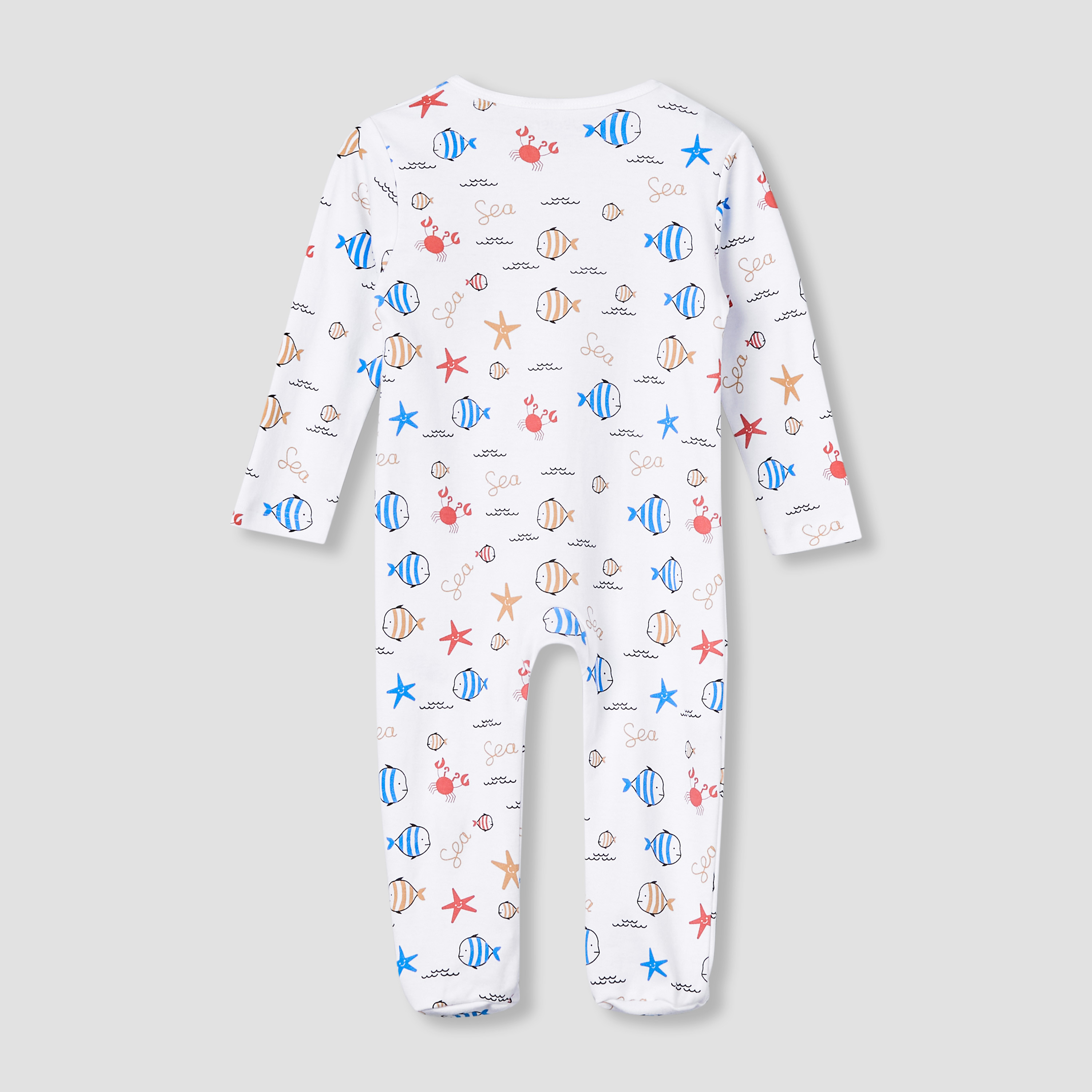Juniors Cotton Round Neck Long Sleeve Sleepsuit with Zip Closure-baby-boys-clothing-nightwear-sleepsuits-image-3