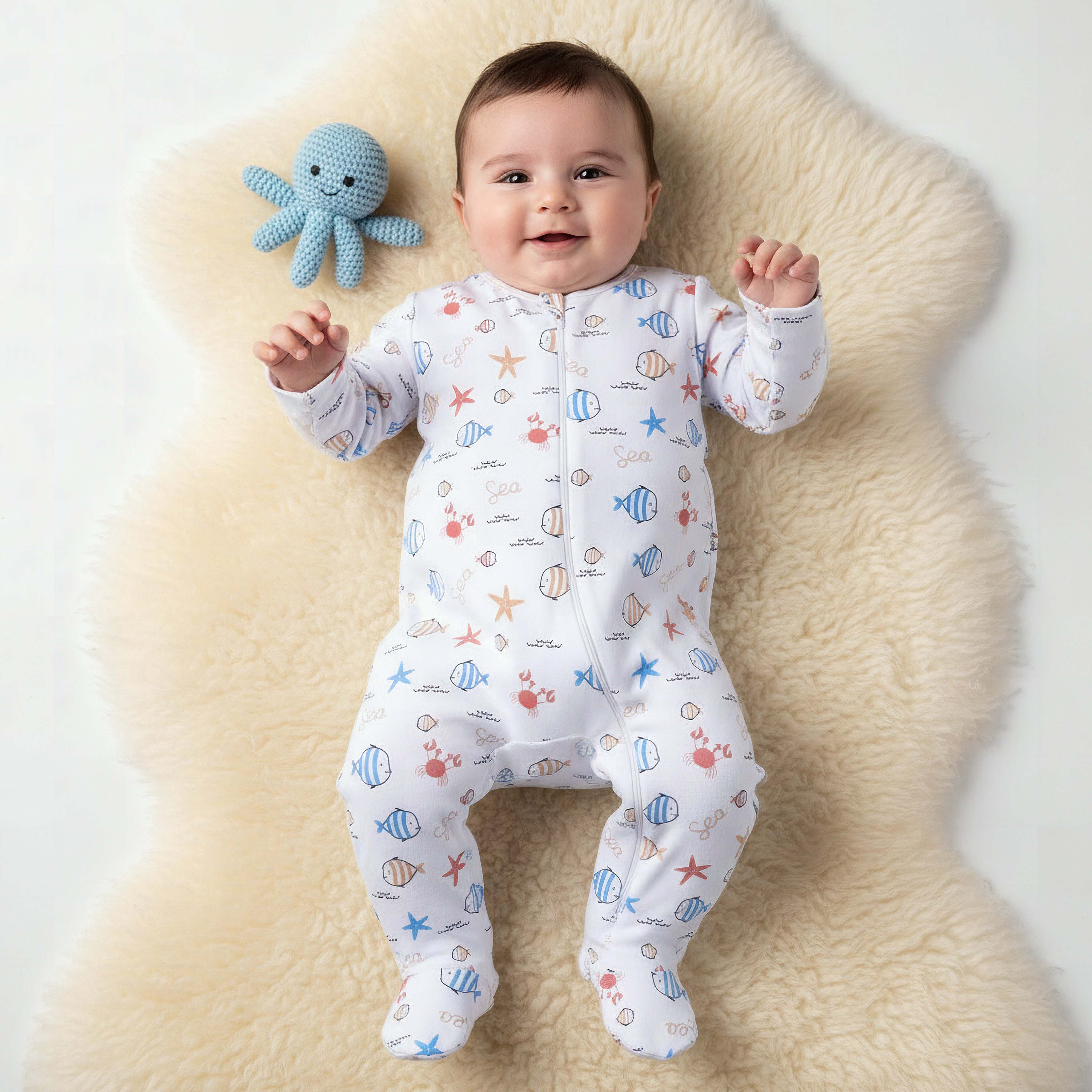 Juniors Cotton Round Neck Long Sleeve Sleepsuit with Zip Closure-baby-boys-clothing-nightwear-sleepsuits-image-1