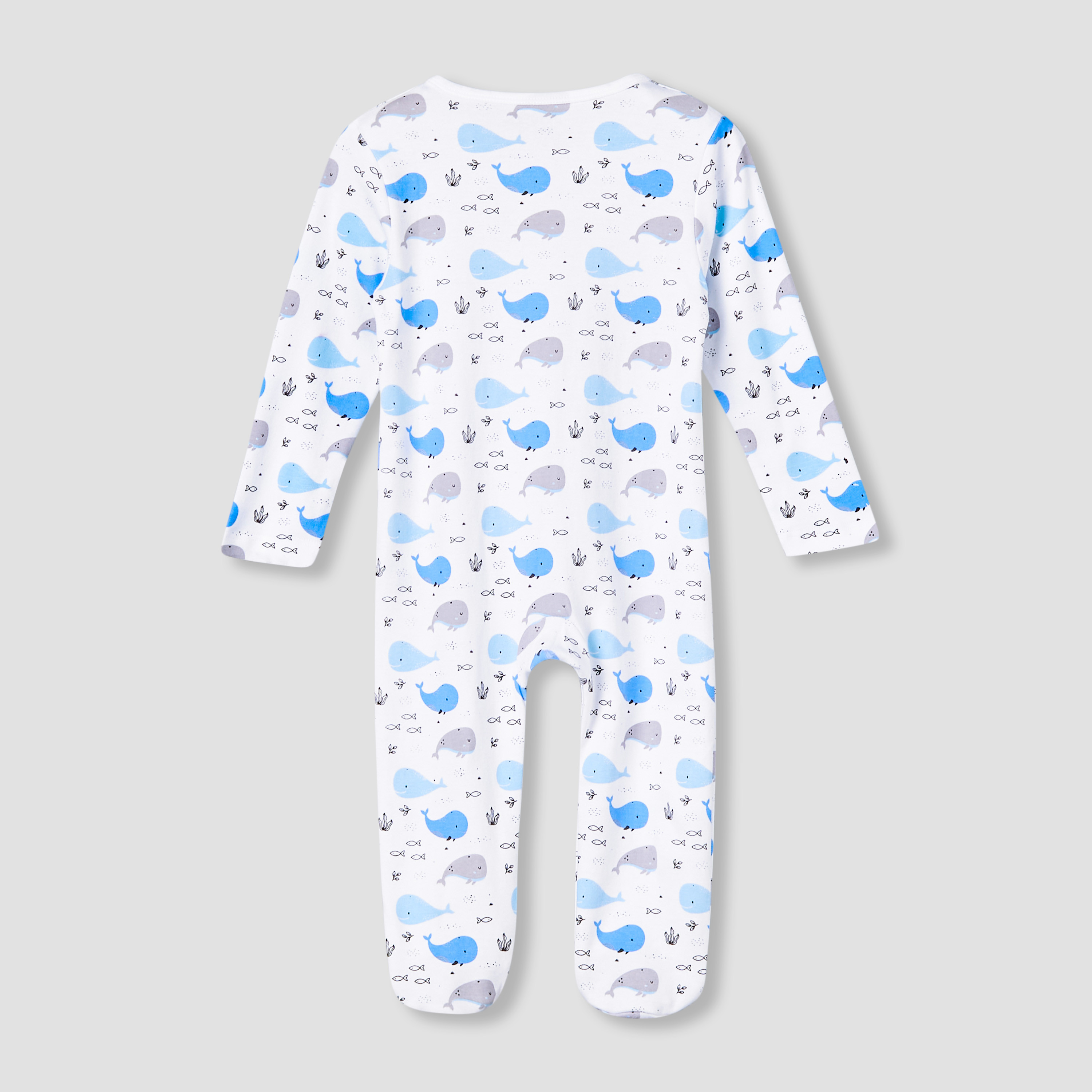 Juniors Cotton Round Neck Long Sleeve Sleepsuit with Zip Closure-baby-boys-clothing-nightwear-sleepsuits-image-2