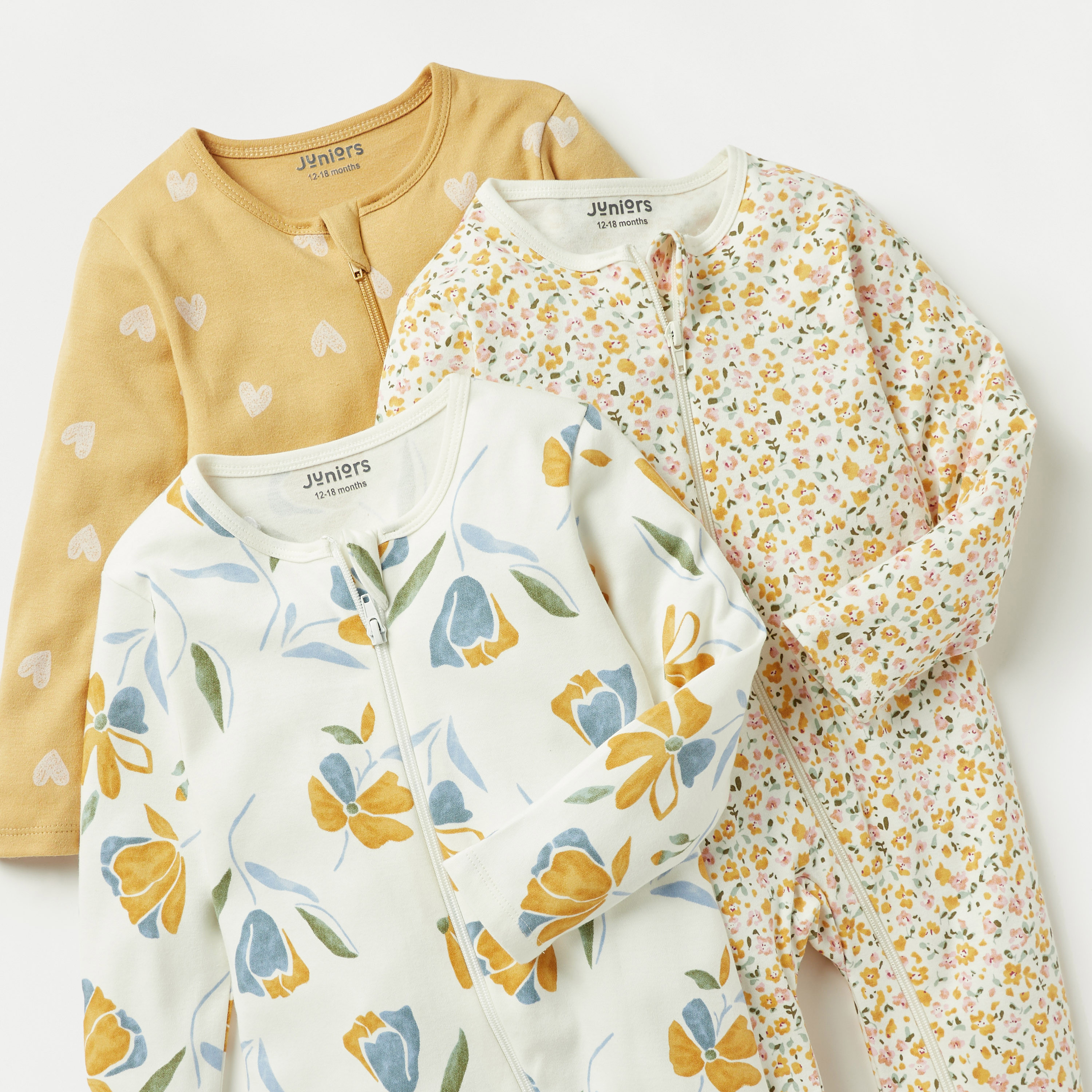 Juniors Printed Closed Feet Sleepsuit - Set of 3-baby-girls-clothing-nightwear-sleepsuits-image-5