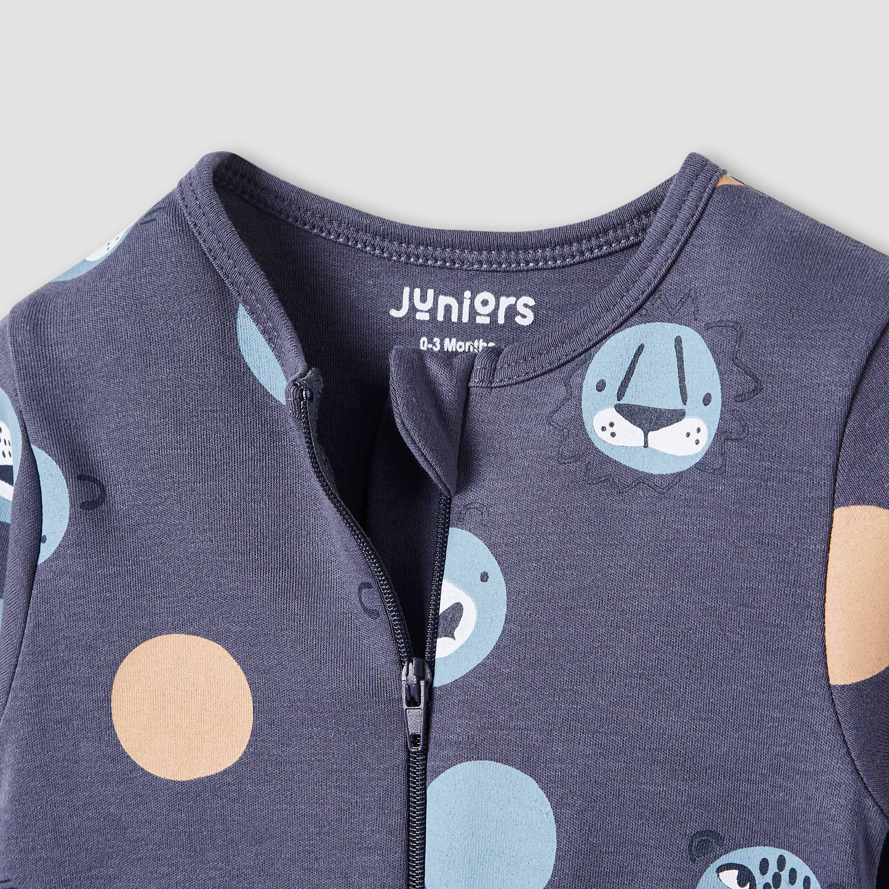 Juniors Printed Closed Feet Sleepsuit with Long Sleeves-baby-boys-clothing-nightwear-sleepsuits-image-3