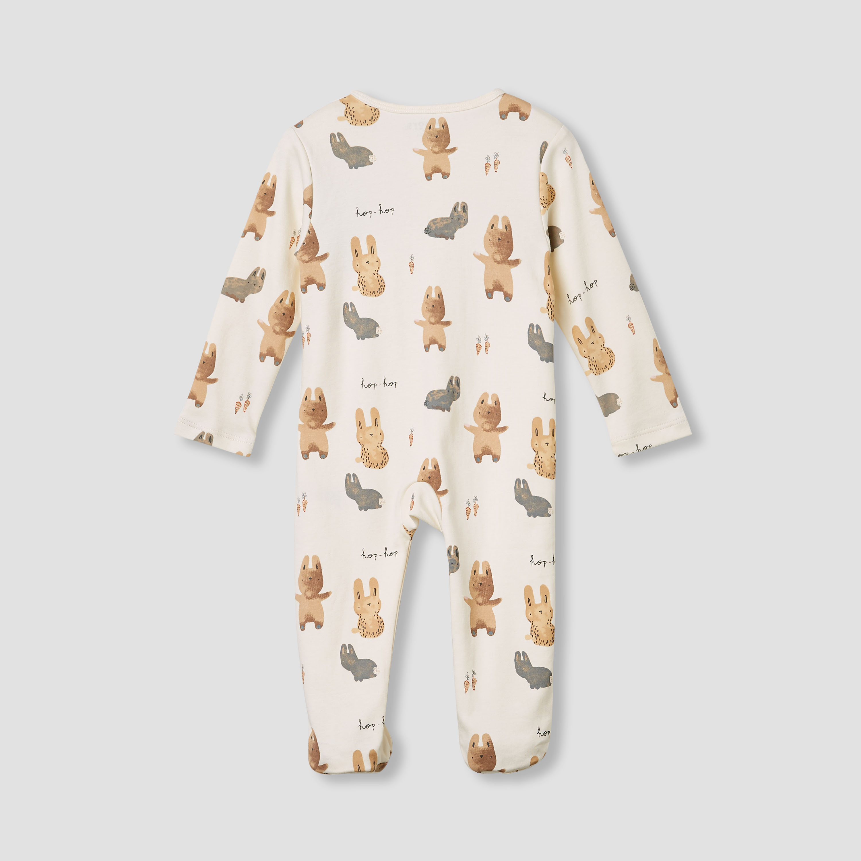 Juniors Bunny Print Closed Feet Sleepsuit with Long Sleeves-baby-boys-clothing-nightwear-sleepsuits-image-2