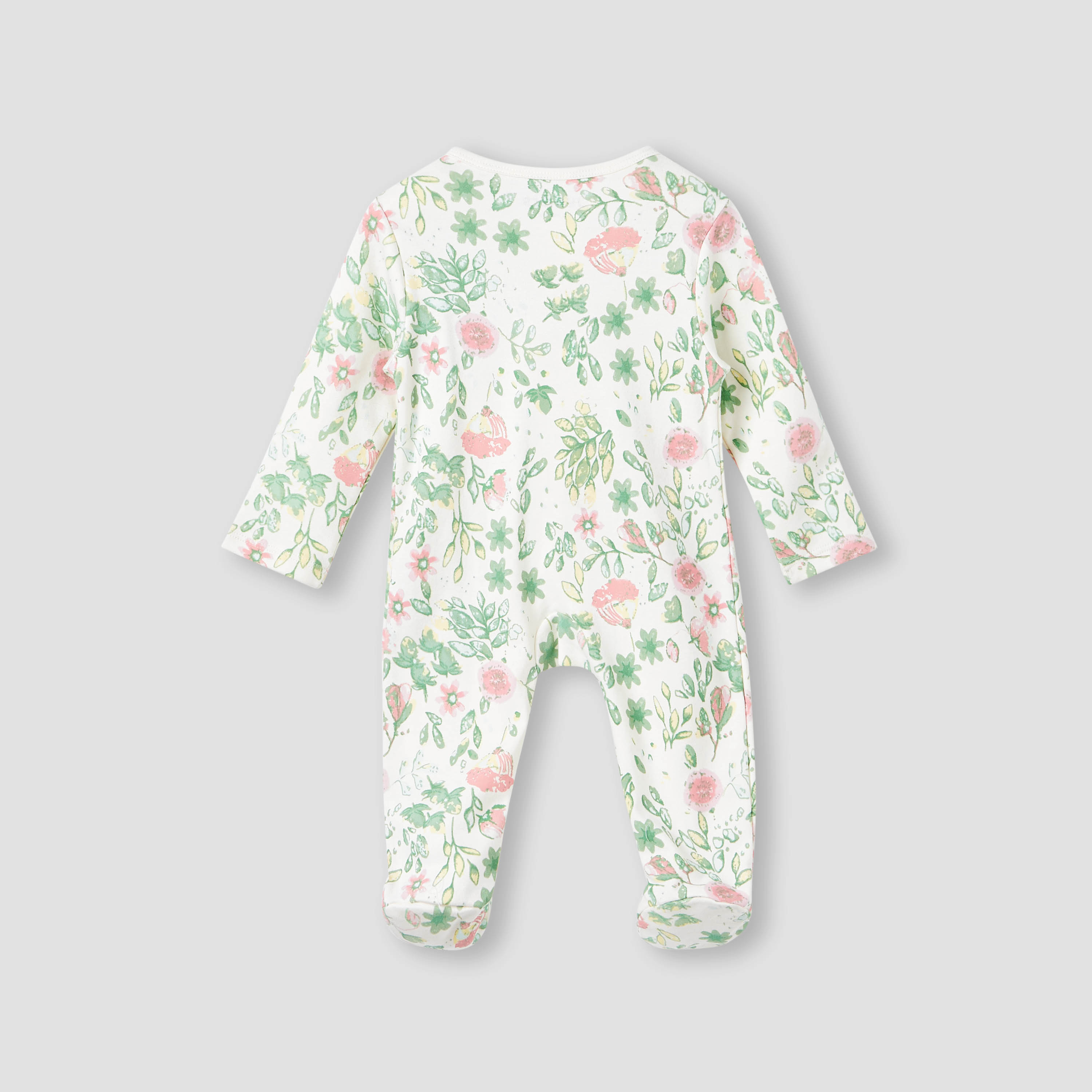 Juniors Floral Print Sleepsuit with Zip Closure-baby-girls-clothing-nightwear-sleepsuits-image-2