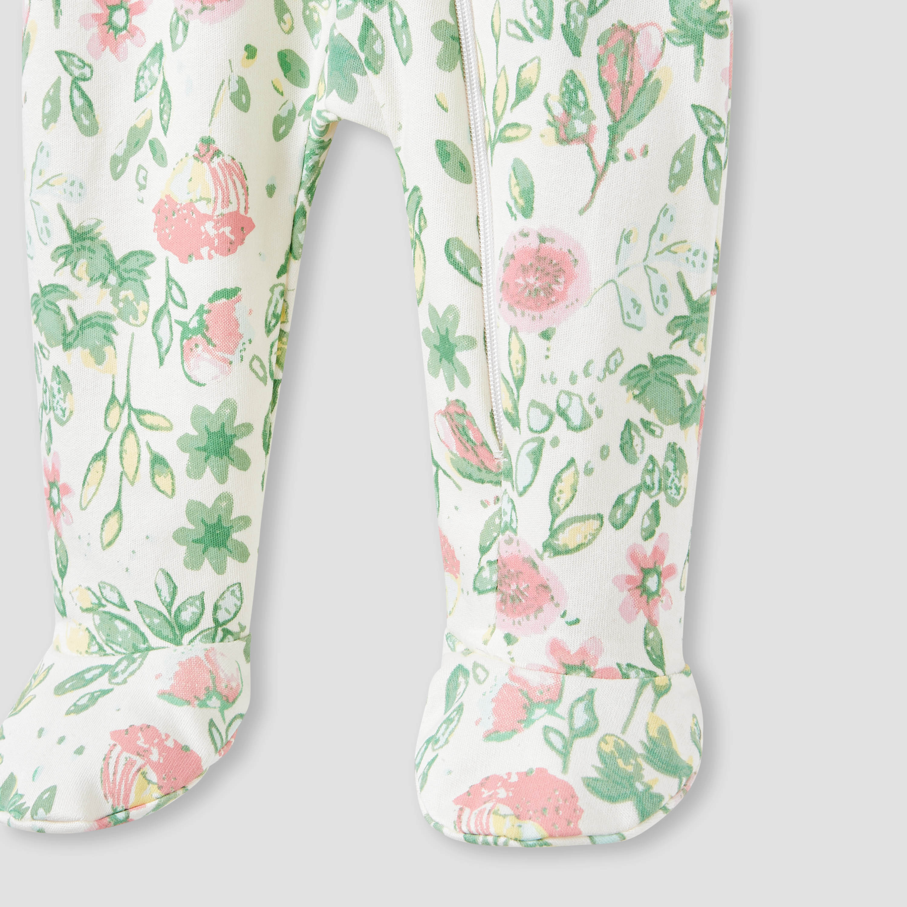 Juniors Floral Print Sleepsuit with Zip Closure-baby-girls-clothing-nightwear-sleepsuits-image-4