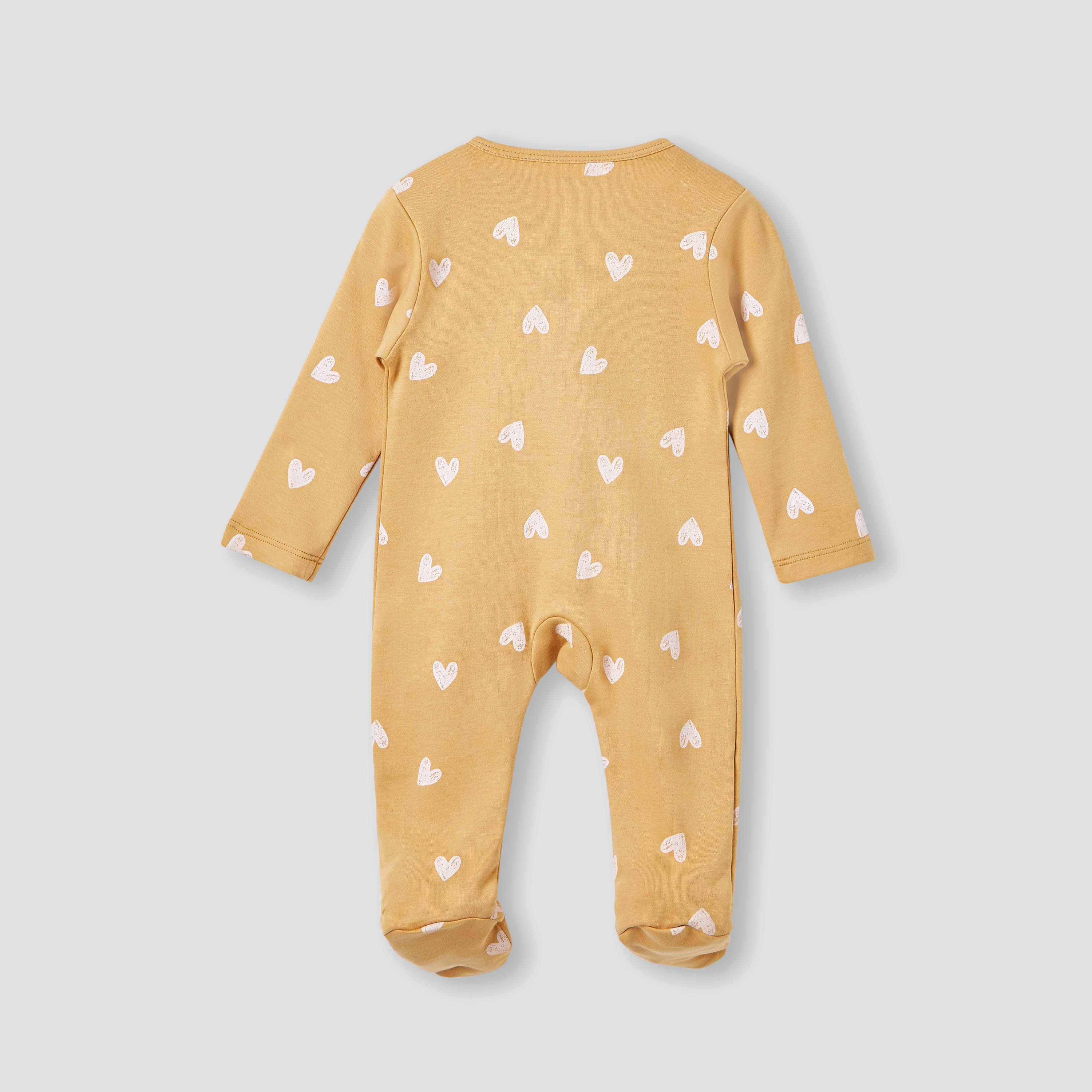 Juniors Heart Print Sleepsuit with Long Sleeves and Zip Closure-baby-girls-clothing-nightwear-sleepsuits-image-2