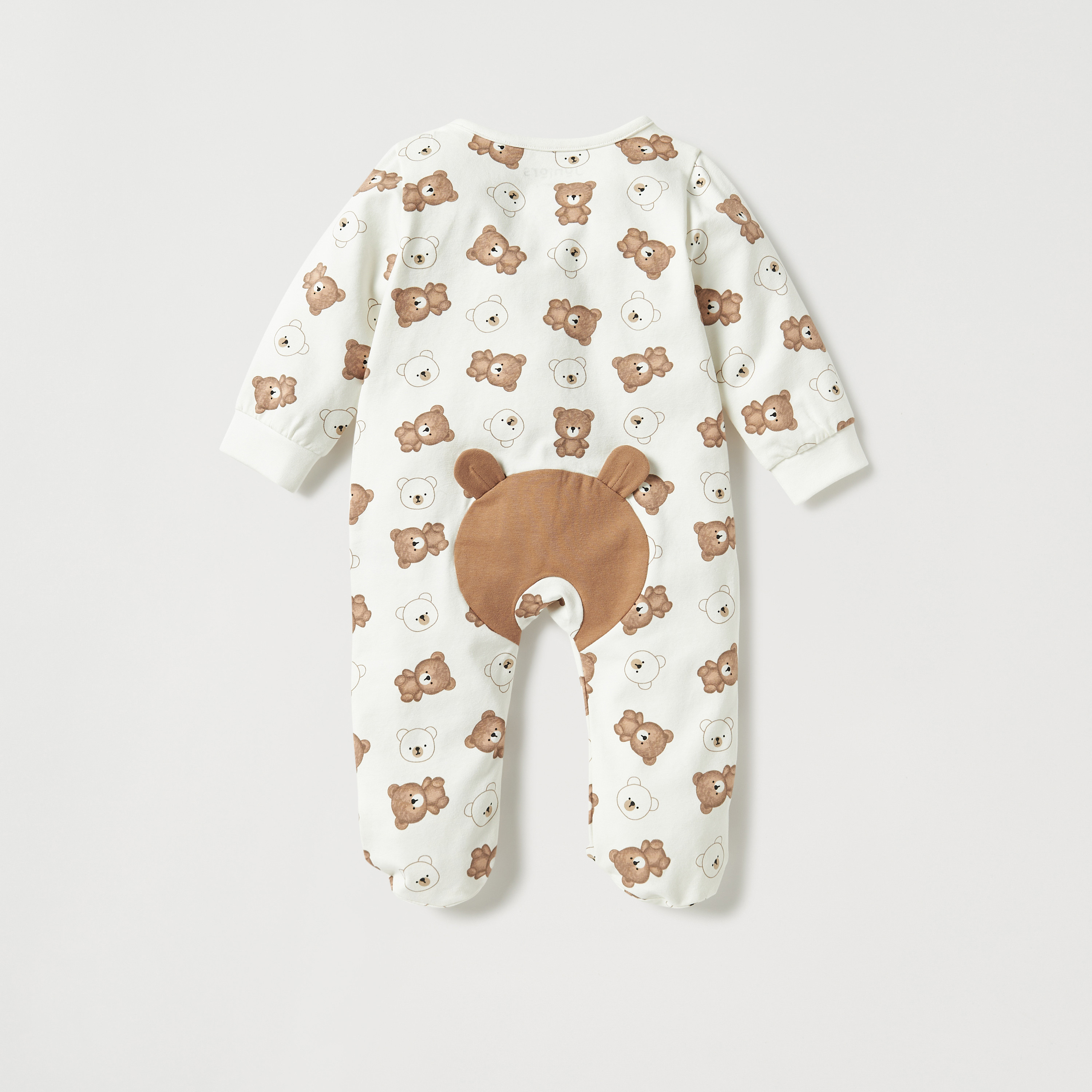 Juniors All-Over Bear Print Closed Feet Sleepsuit with Zip Closure-baby-boys-clothing-nightwear-sleepsuits-image-3