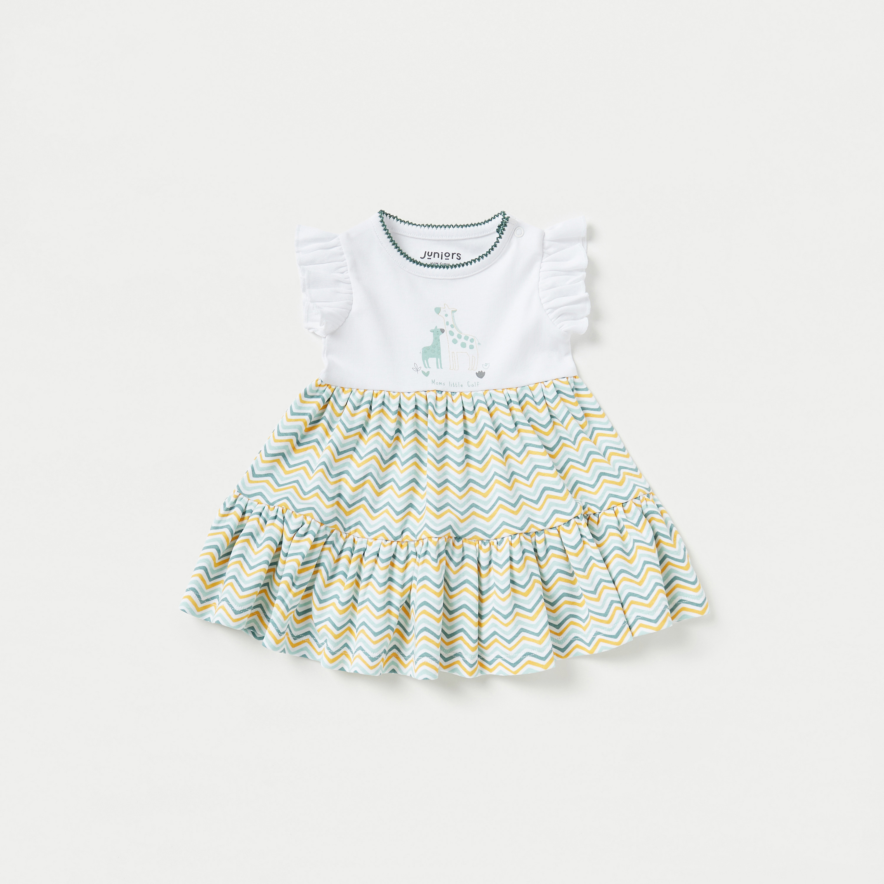 Juniors Printed Tiered A-line Dress with Ruffle Sleeve-baby-girls-clothing-dressesandjumpsuits-image-1
