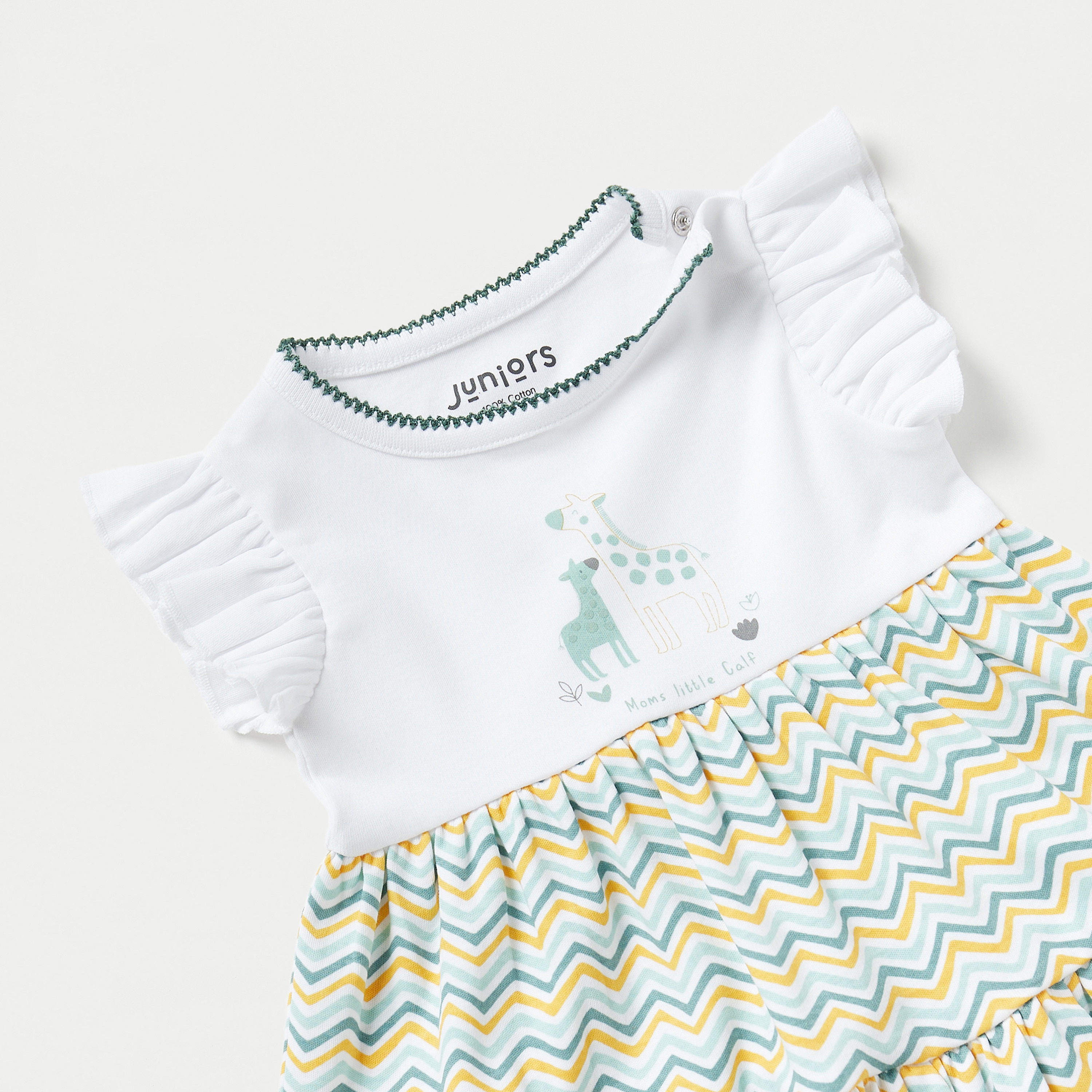 Juniors Printed Tiered A-line Dress with Ruffle Sleeve-baby-girls-clothing-dressesandjumpsuits-image-2