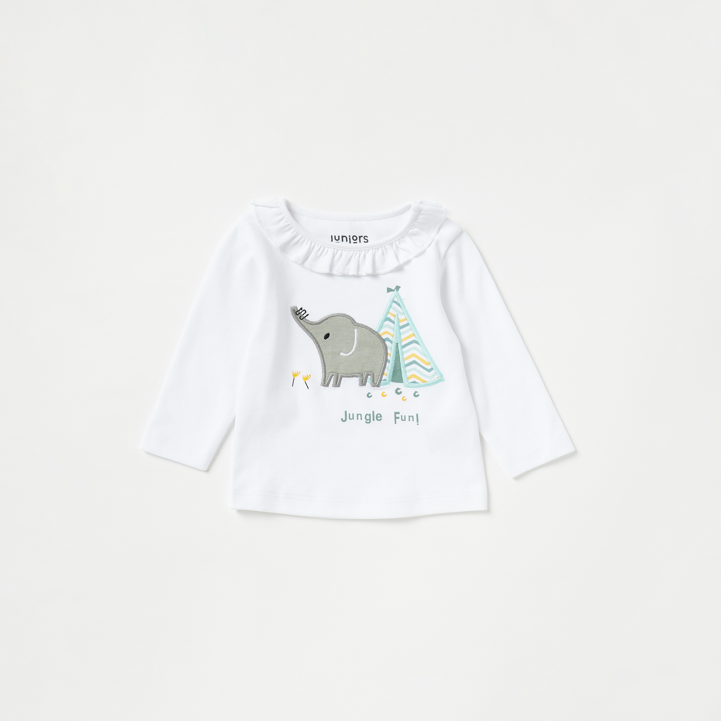 Juniors Embroidered T-shirt and Pyjama Set-baby-girls-clothing-nightwear-pyjamasets-image-2