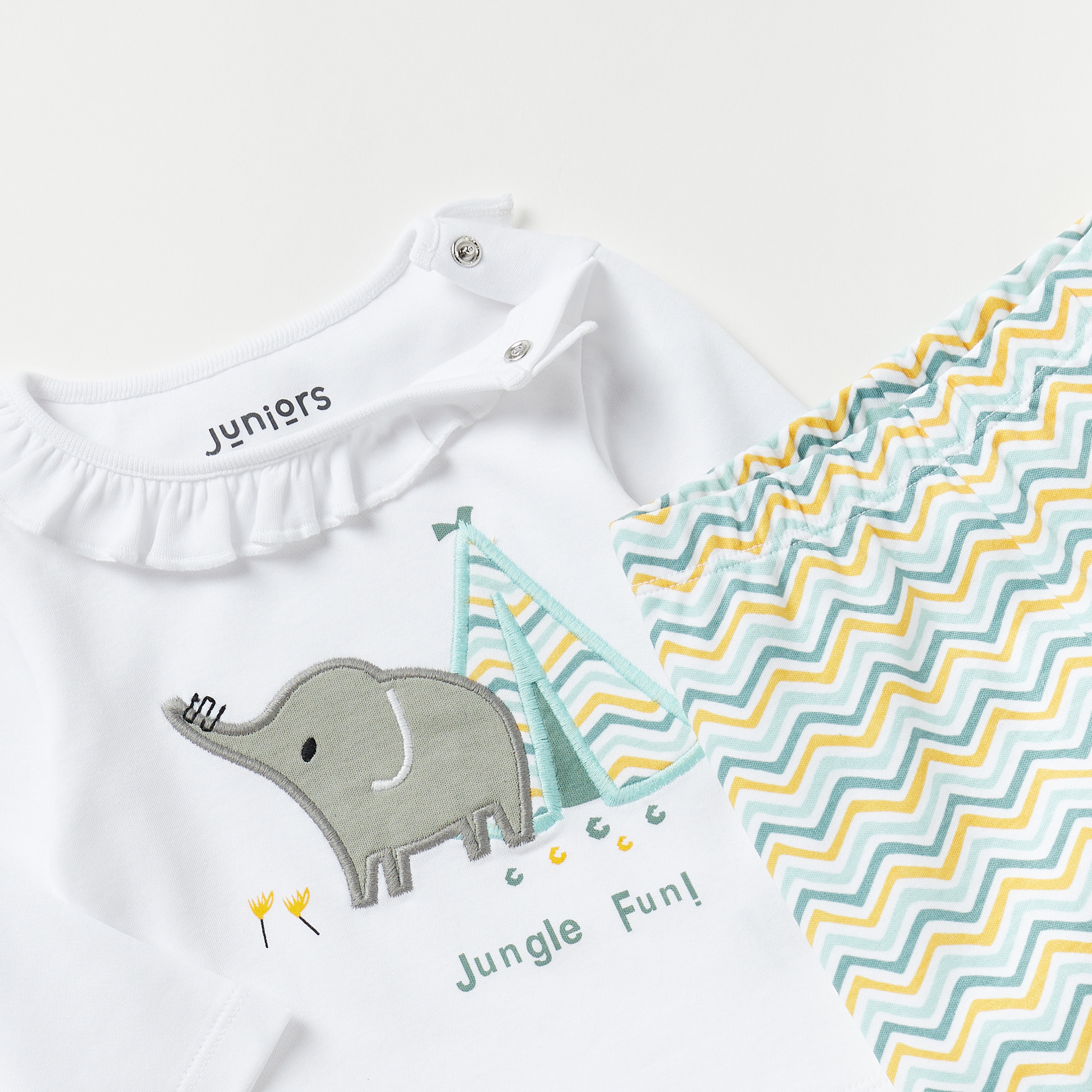 Juniors Embroidered T-shirt and Pyjama Set-baby-girls-clothing-nightwear-pyjamasets-image-4