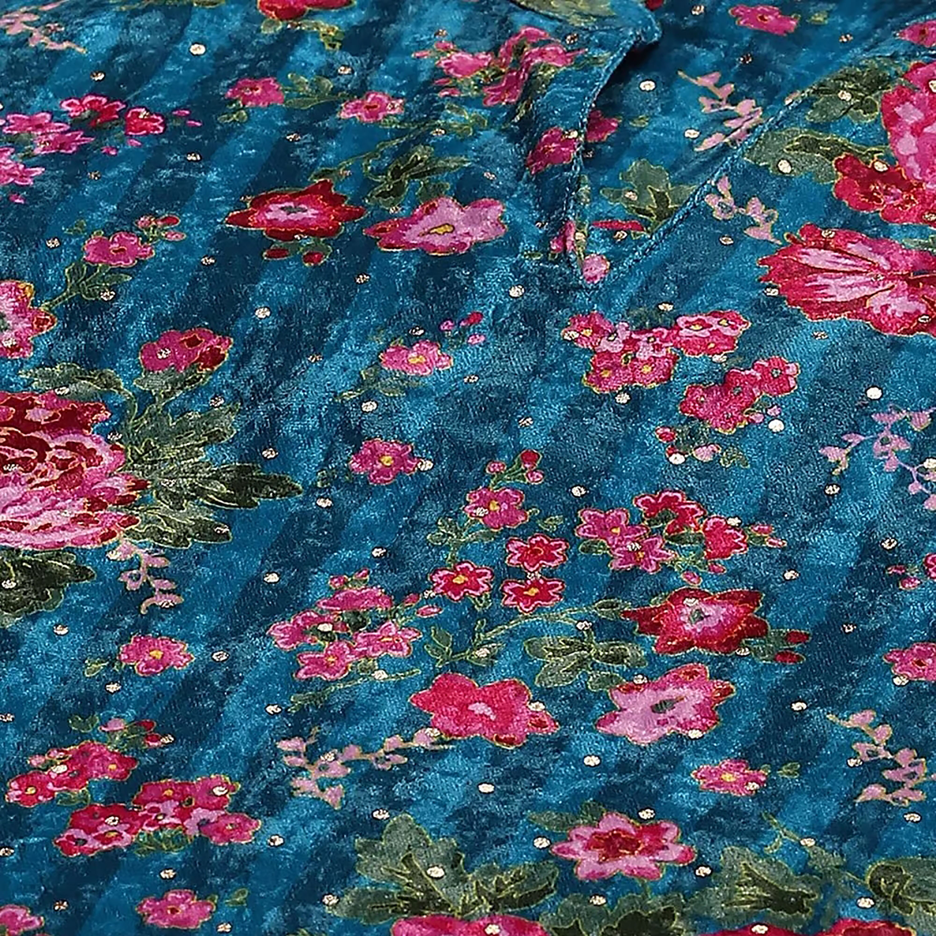طقم قطعتين من كورتا مع بالازو ذو مطبوع من رانغريتي مع زھور مستقيم بياقة ماندرين-women-clothing-ethnicwear-salwarsuits-image-3