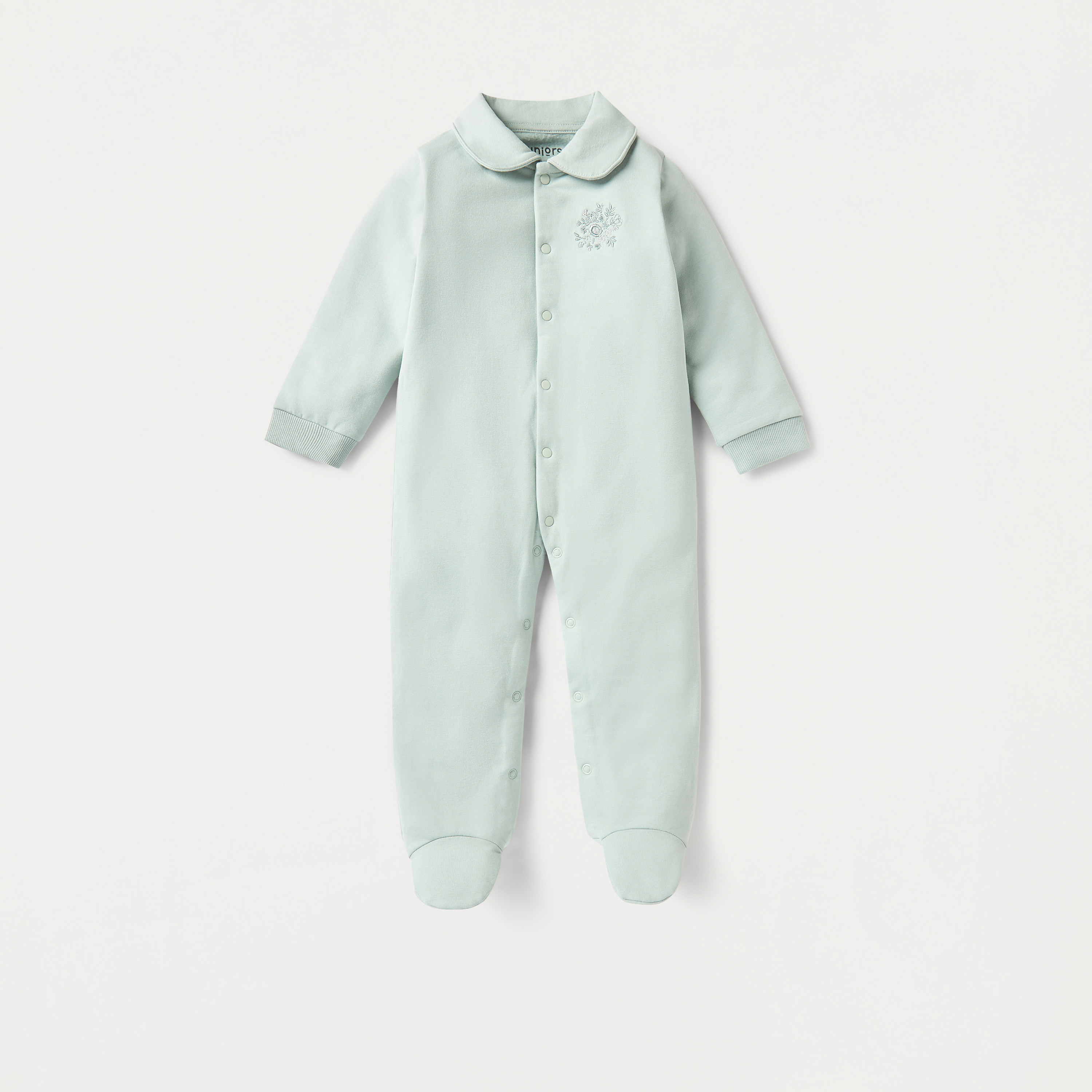 بدلة نوم مطرّزة بياقة عادية وأزرار إغلاق كباسة من جونيورز-bsclothing-babygirls-nightwear-sleepsuits-image-1