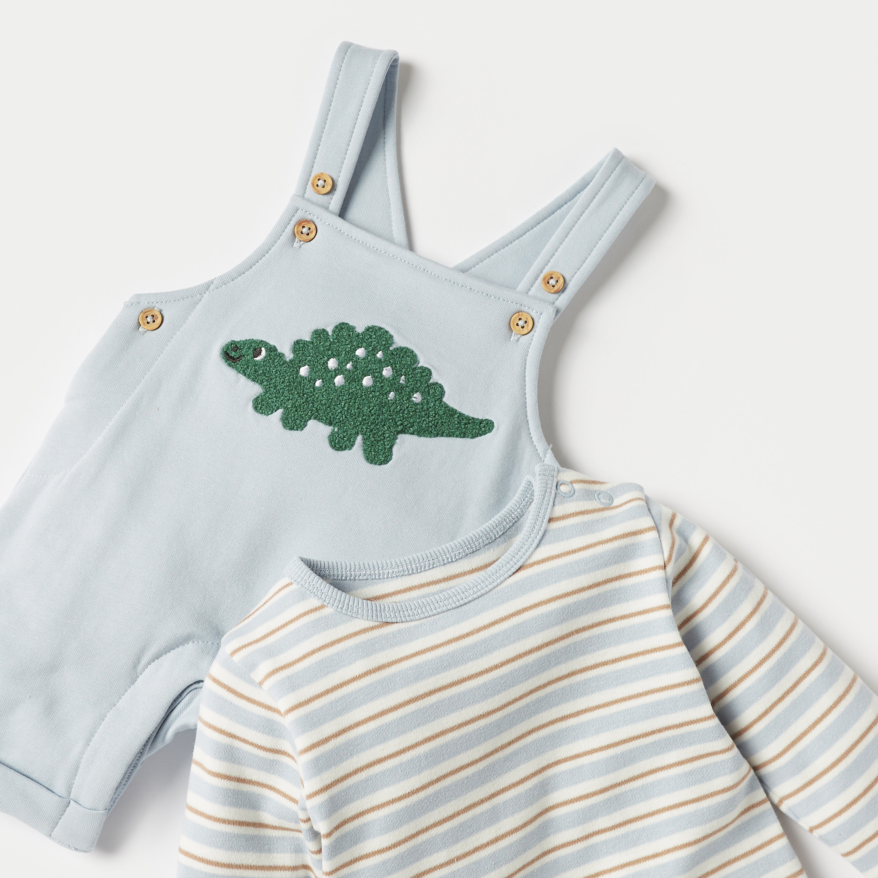 طقم دنغري مطرز وتيشيرت مقلم من جونيورز-baby-boys-clothing-rompers-image-4