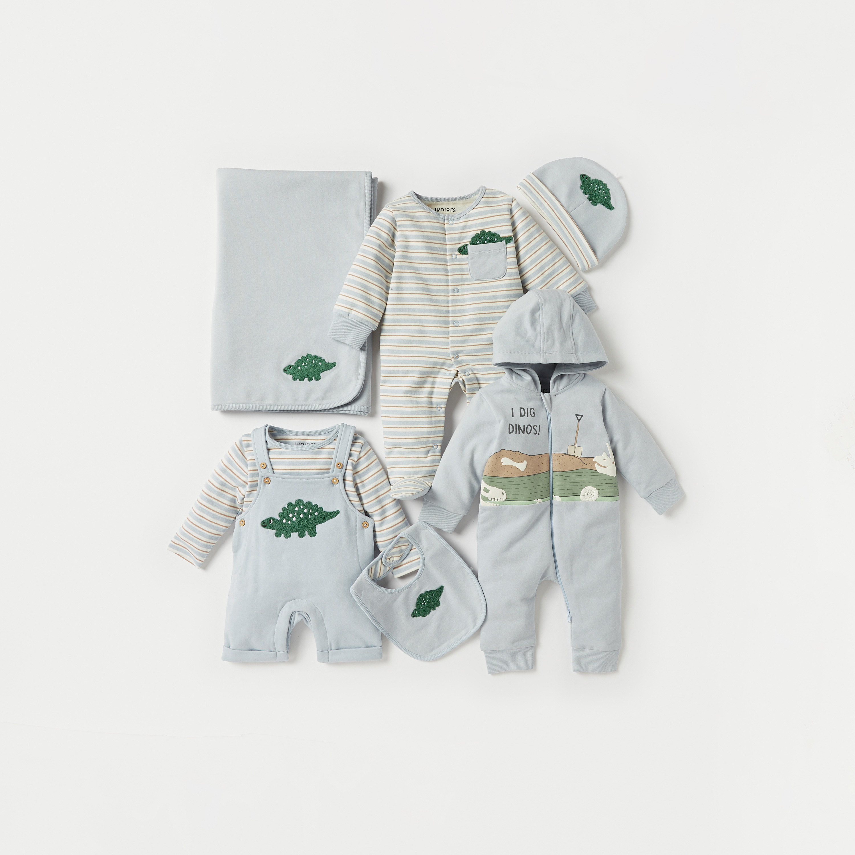 طقم دنغري مطرز وتيشيرت مقلم من جونيورز-baby-boys-clothing-rompers-image-5