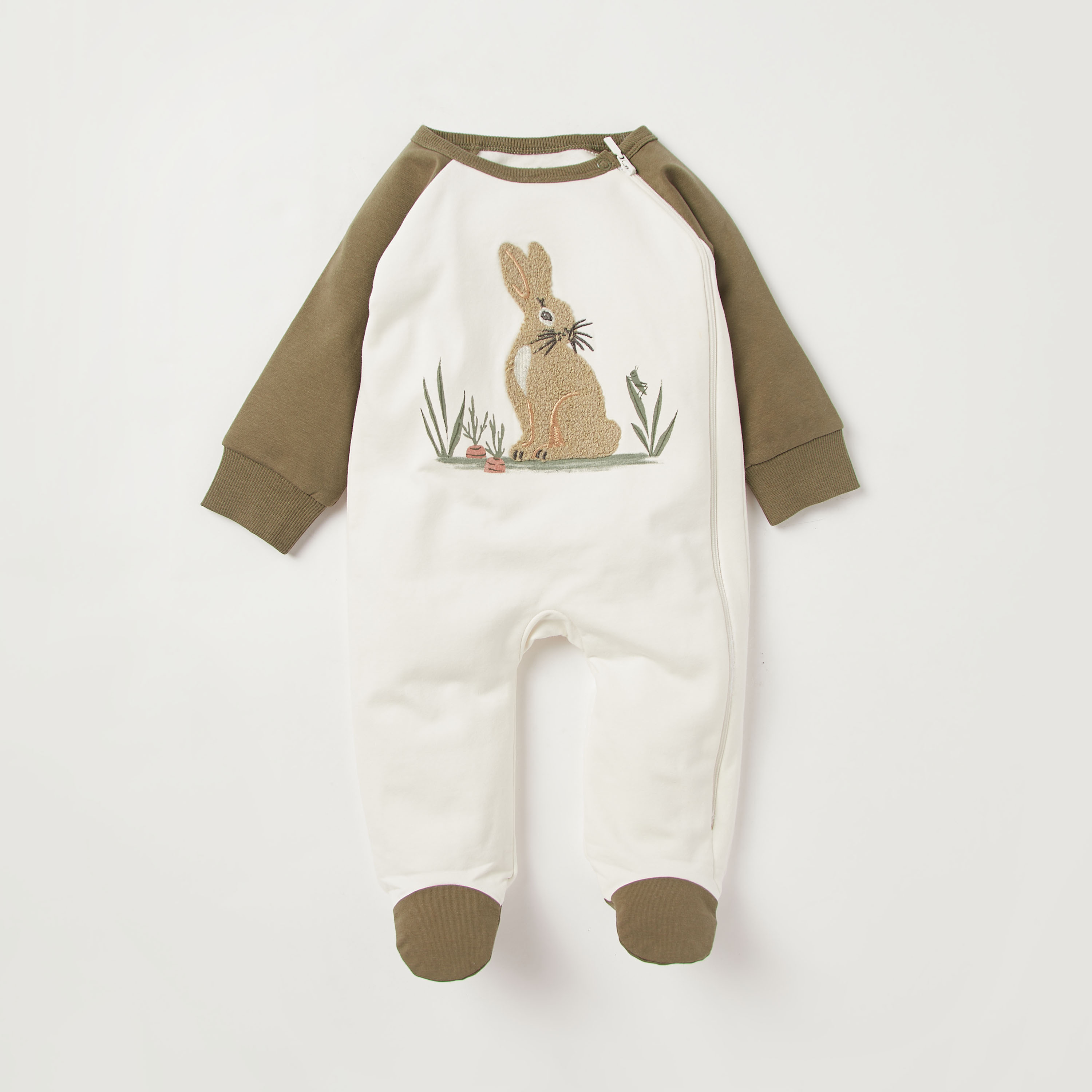 Juniors Bunny Applique Detail Sleepsuit with Zip Closure-baby-boys-clothing-nightwear-sleepsuits-image-1