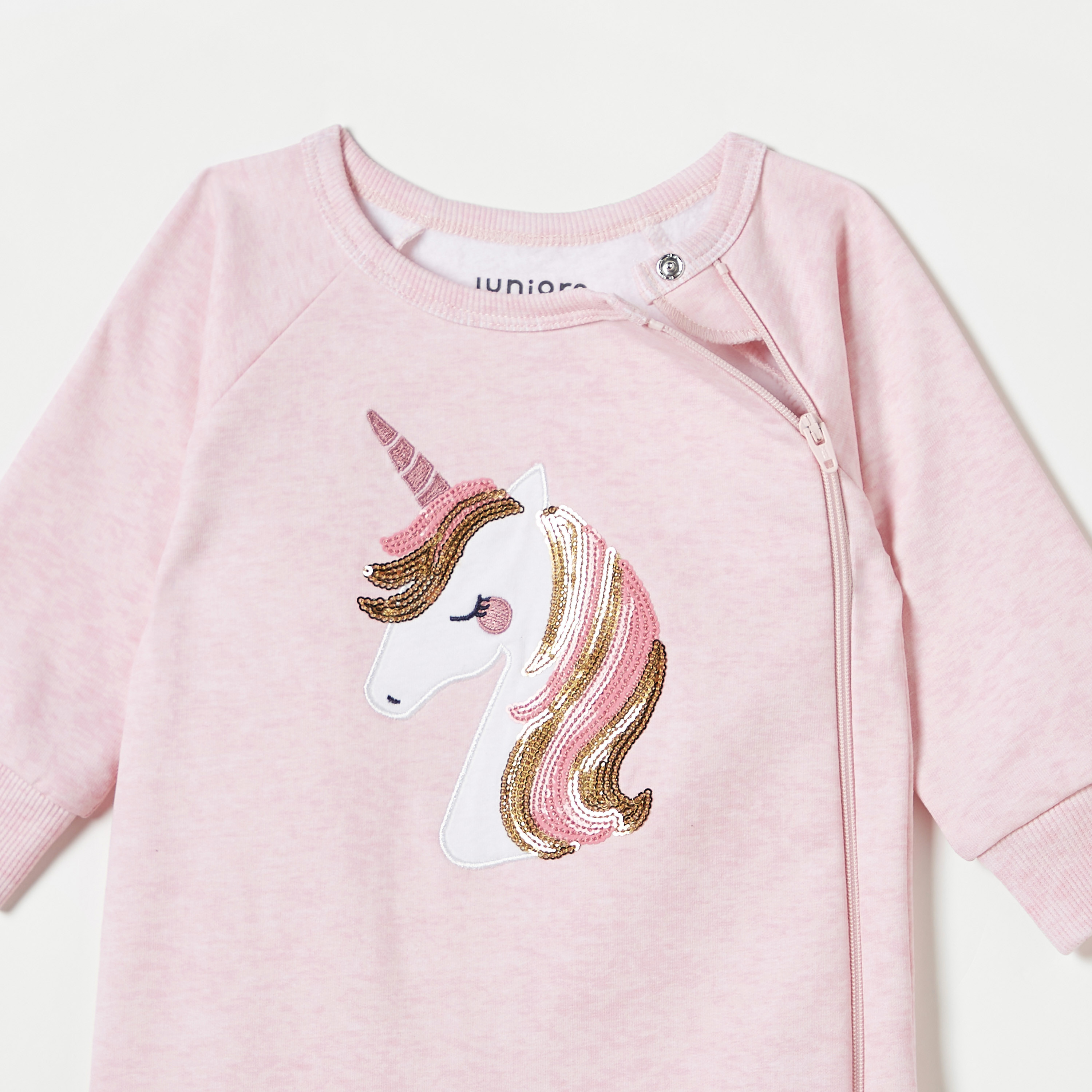 بدلة نوم بتزيينات يونيكورن مع إغلاق بسحاب من جونيورز-baby-girls-clothing-nightwear-sleepsuits-image-2