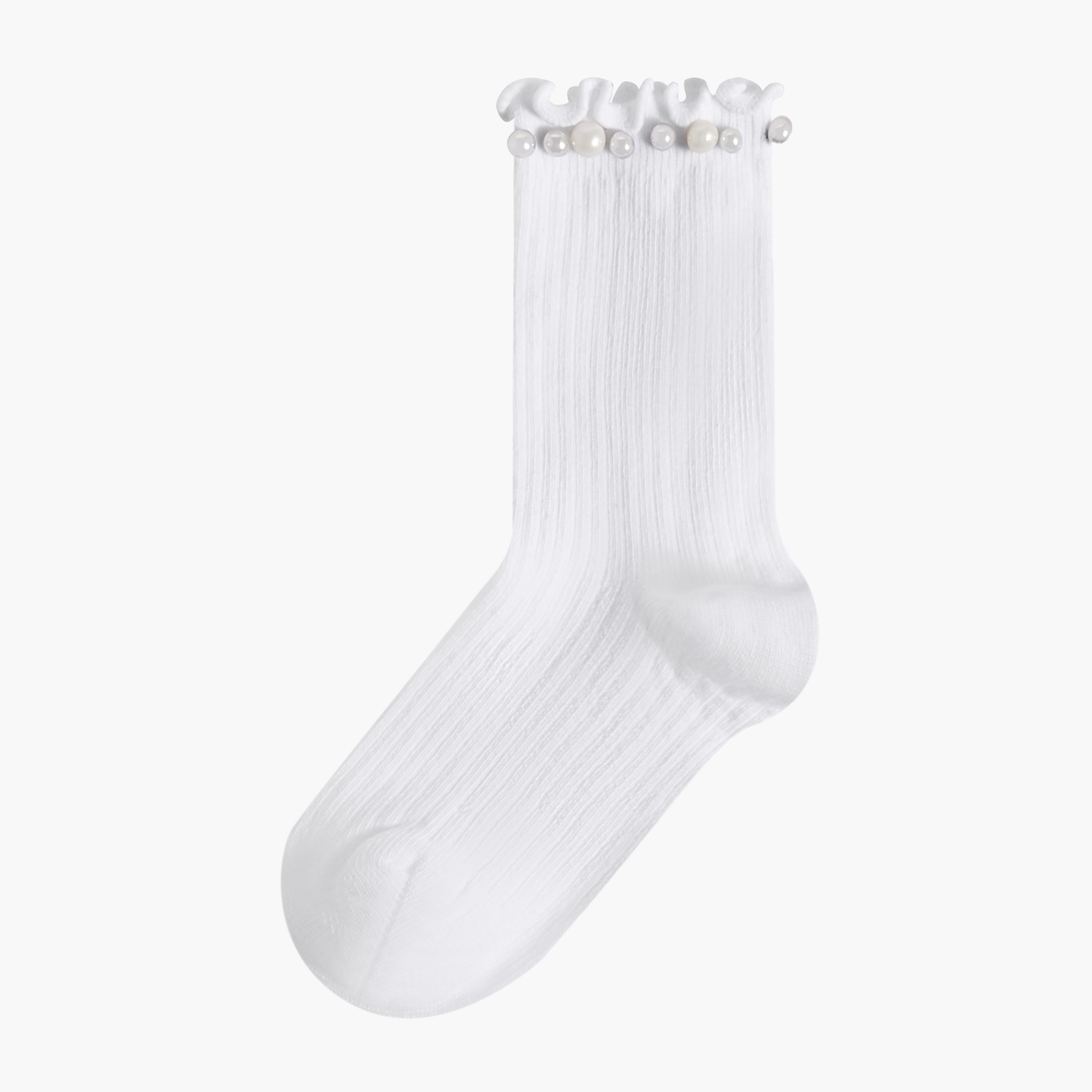 Pack of 2 Celeste Girls Socks Crew Length Pearl Embellished Design-girls-accessories-socks-image-2