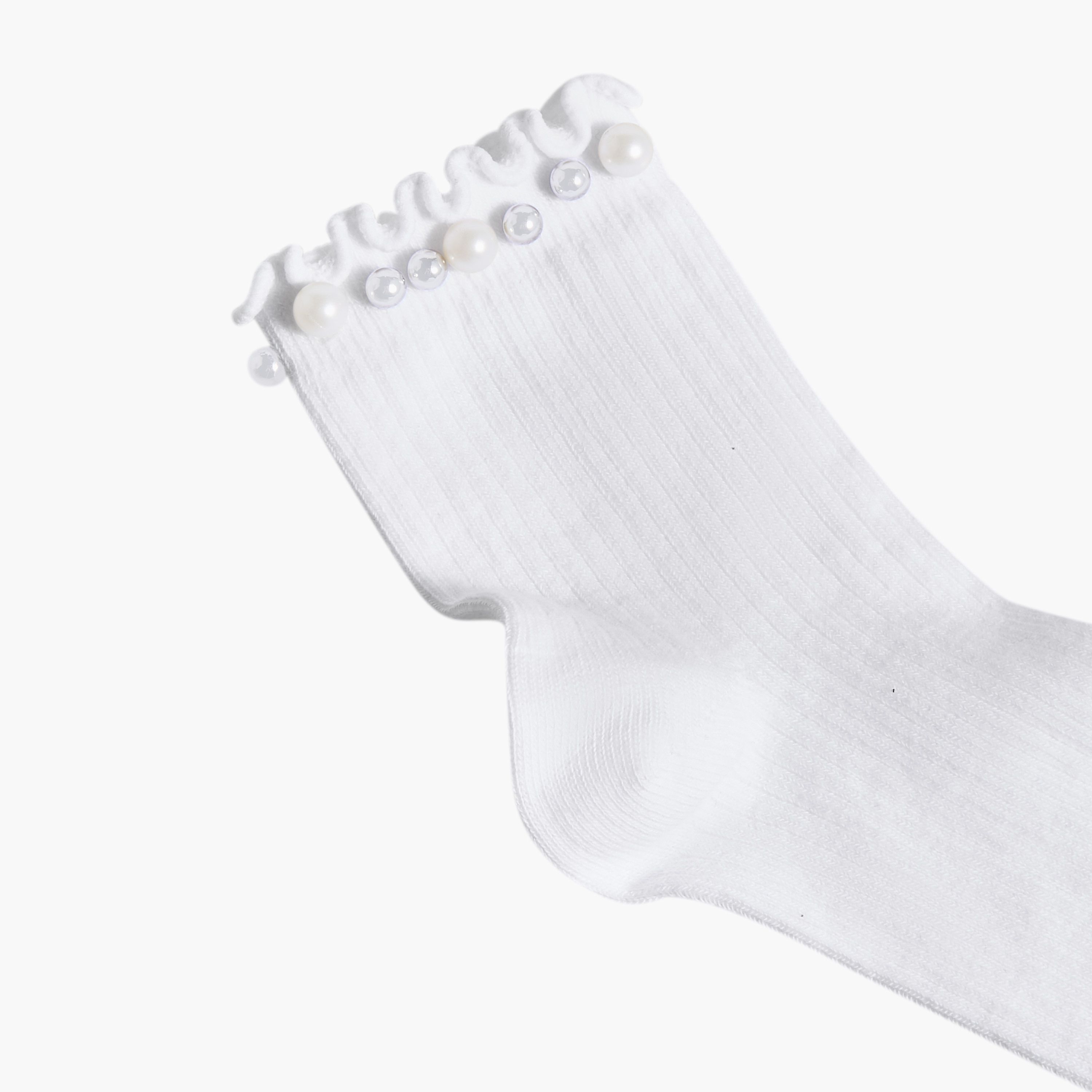 Pack of 2 Celeste Girls Socks Crew Length Pearl Embellished Design-girls-accessories-socks-image-3