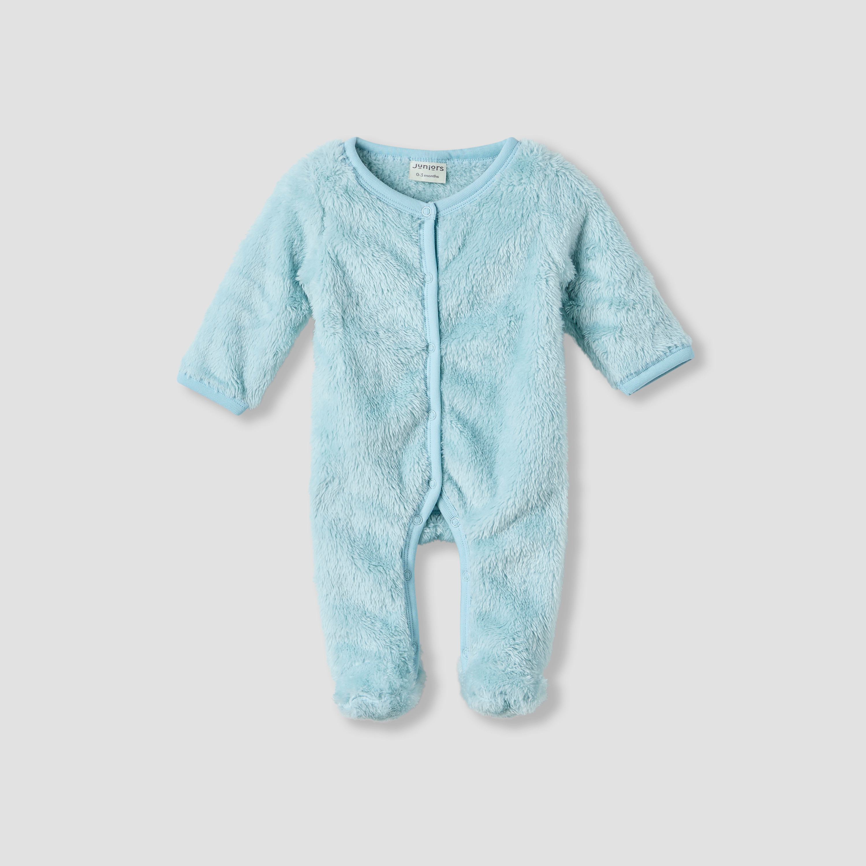 Juniors Faux Fur Textured Sleepsuit with Long Sleeves-baby-boys-clothing-winterwear-sleepsuits-image-1