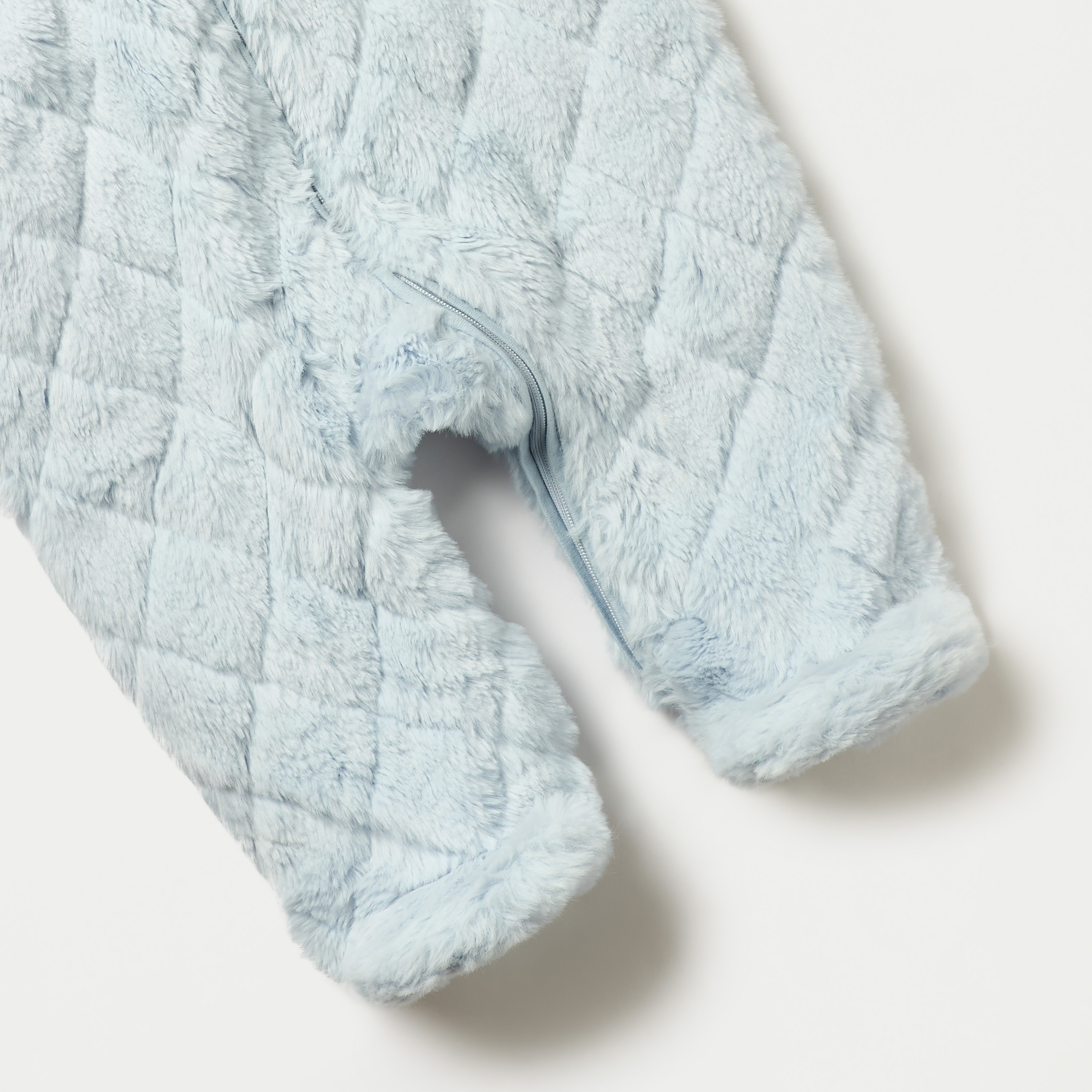 Juniors Faux Fur Textured Hooded Sleepsuit with Applique Detail and Zip Closure-baby-boys-clothing-nightwear-sleepsuits-image-4