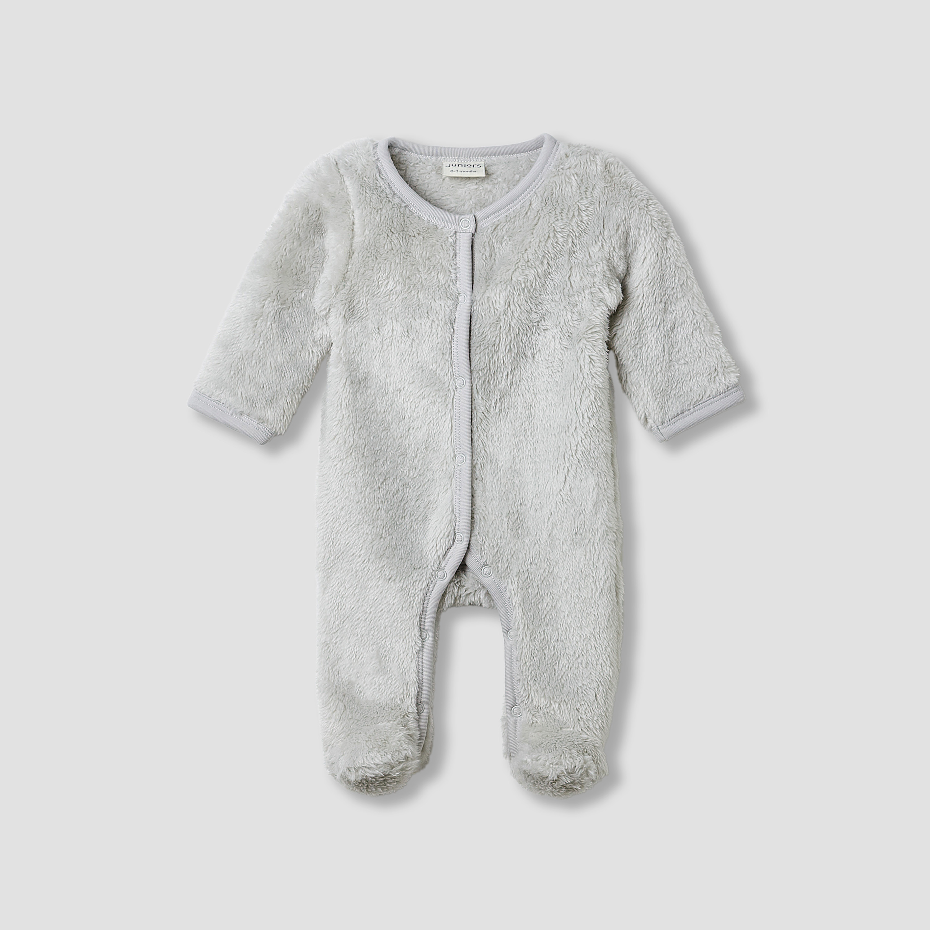 Juniors Crew Neck Sleepsuit with Faux Fur - Polyester - Long Sleeves-baby-boys-clothing-winterwear-sleepsuits-image-1