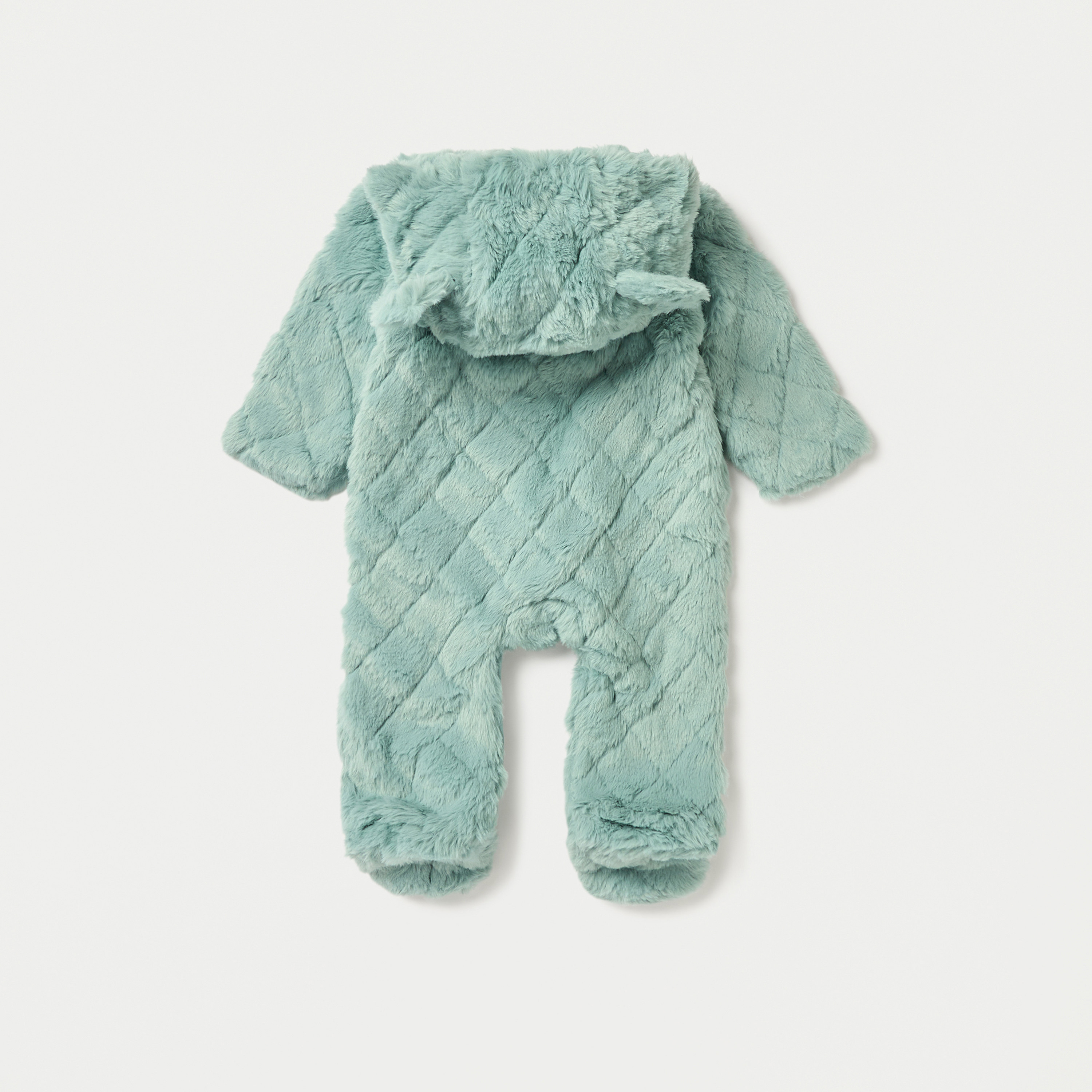 Juniors Faux Fur Textured Hooded Sleepsuit with Zip Closure-baby-boys-clothing-winterwear-sleepsuits-image-2