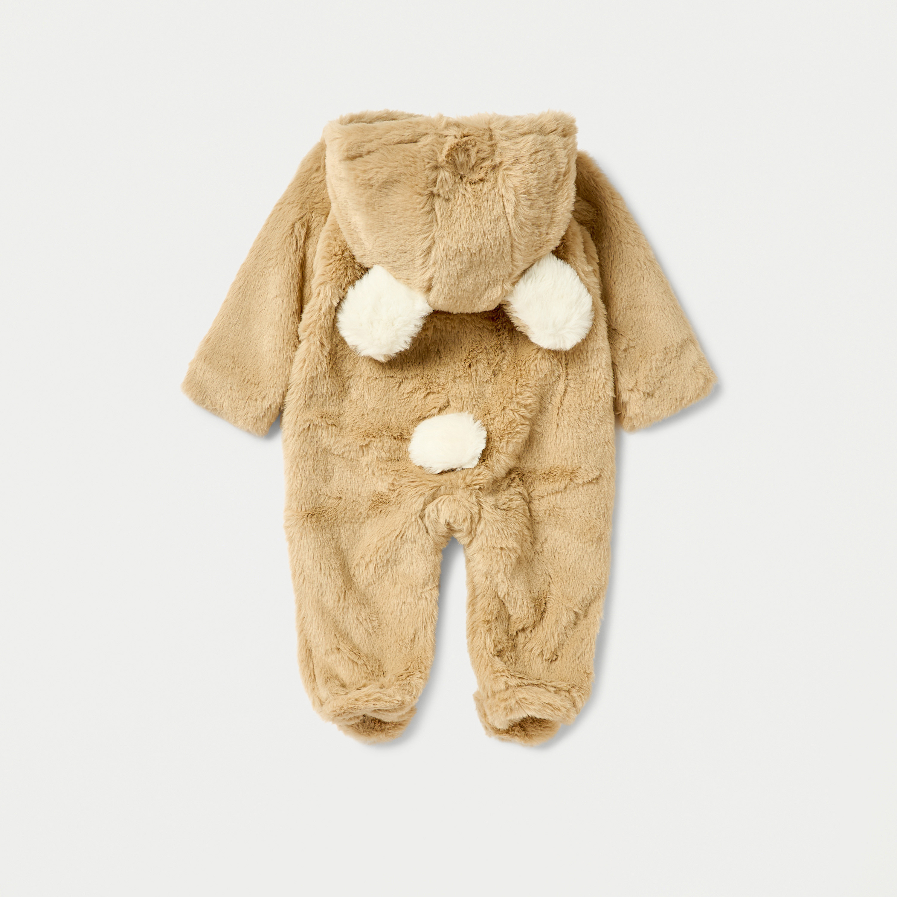 Juniors Faux Fur Textured Hooded Sleepsuit with Zip Closure-baby-boys-clothing-winterwear-sleepsuits-image-2