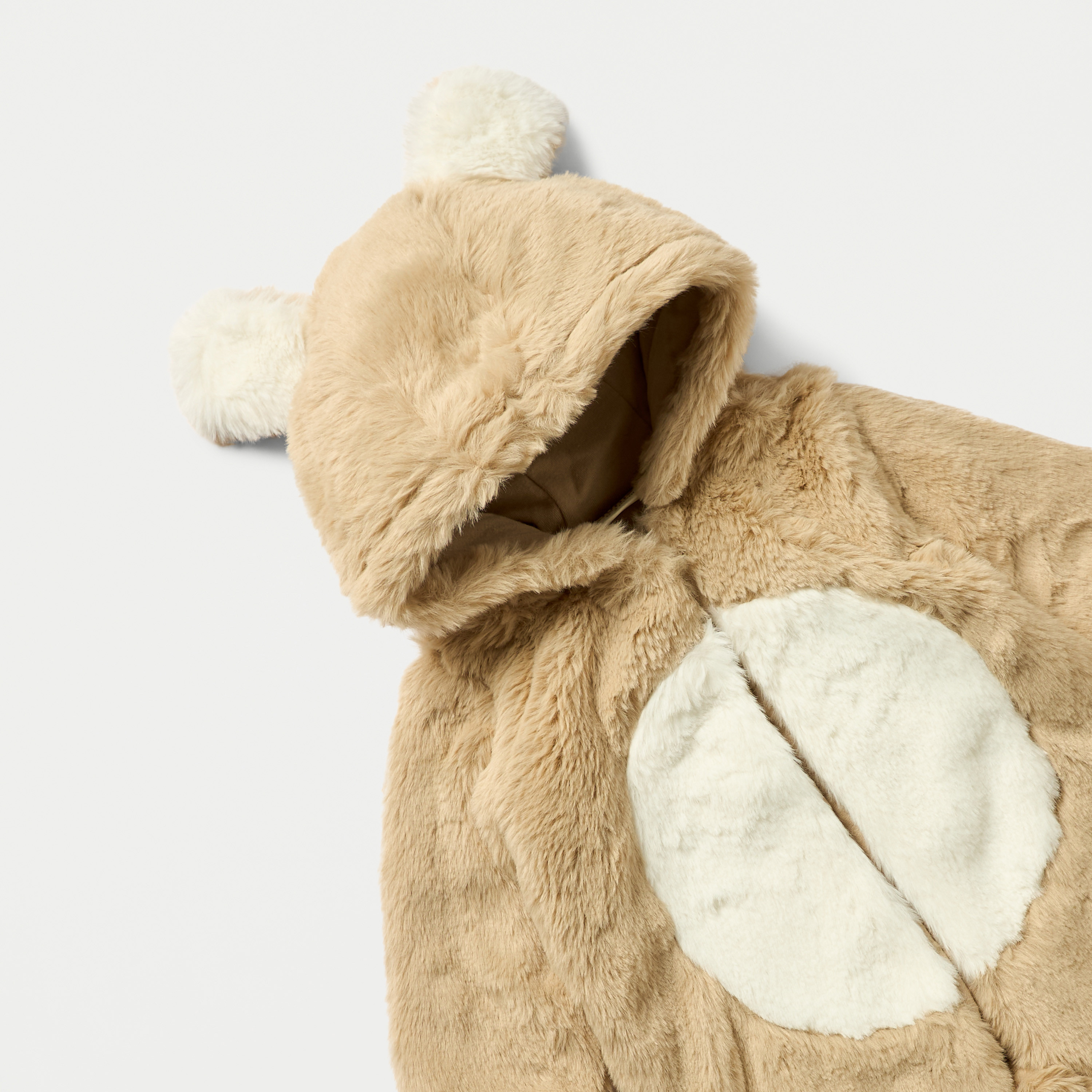 Juniors Faux Fur Textured Hooded Sleepsuit with Zip Closure-baby-boys-clothing-winterwear-sleepsuits-image-3