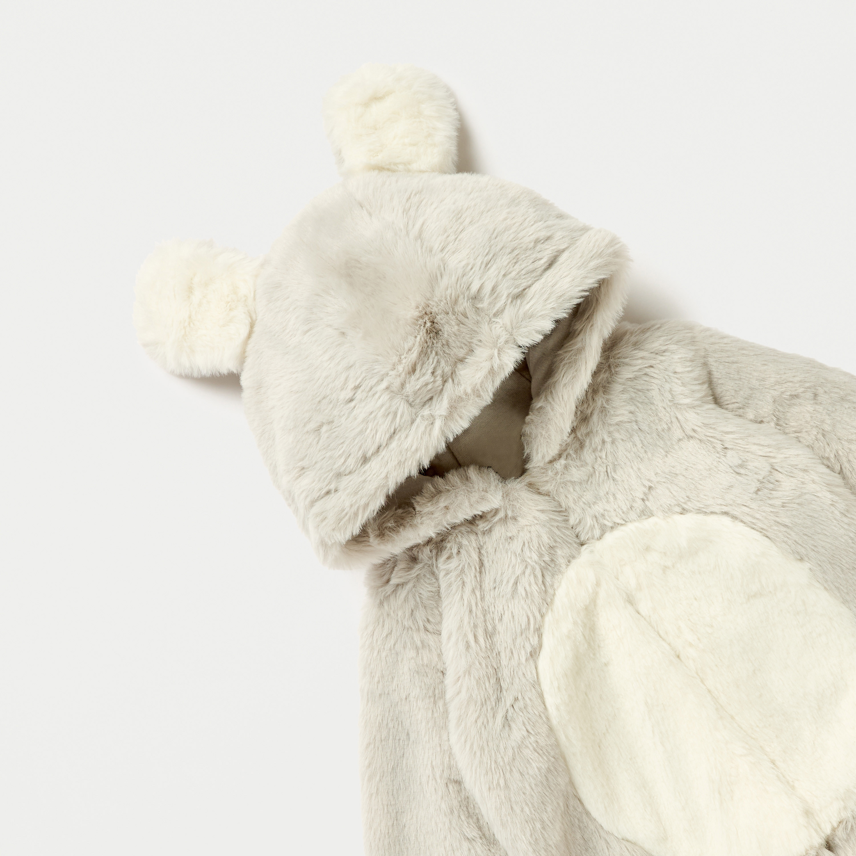 Juniors Faux Fur Textured Hooded Sleepsuit with Zip Closure-baby-boys-clothing-winterwear-sleepsuits-image-3