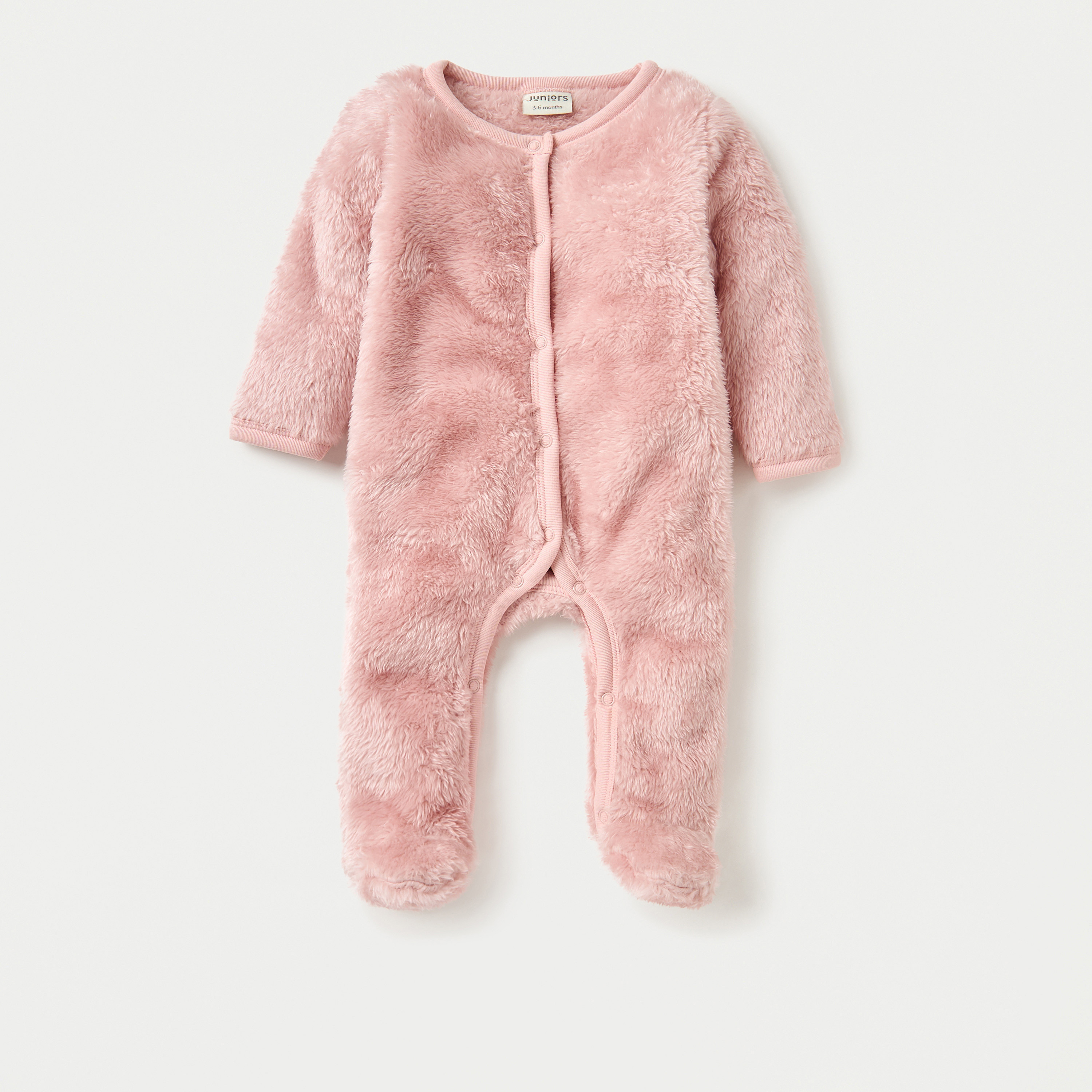 Juniors Faux Fur Textured Footed Sleepsuit with Long Sleeves-baby-girls-clothing-nightwear-sleepsuits-image-1