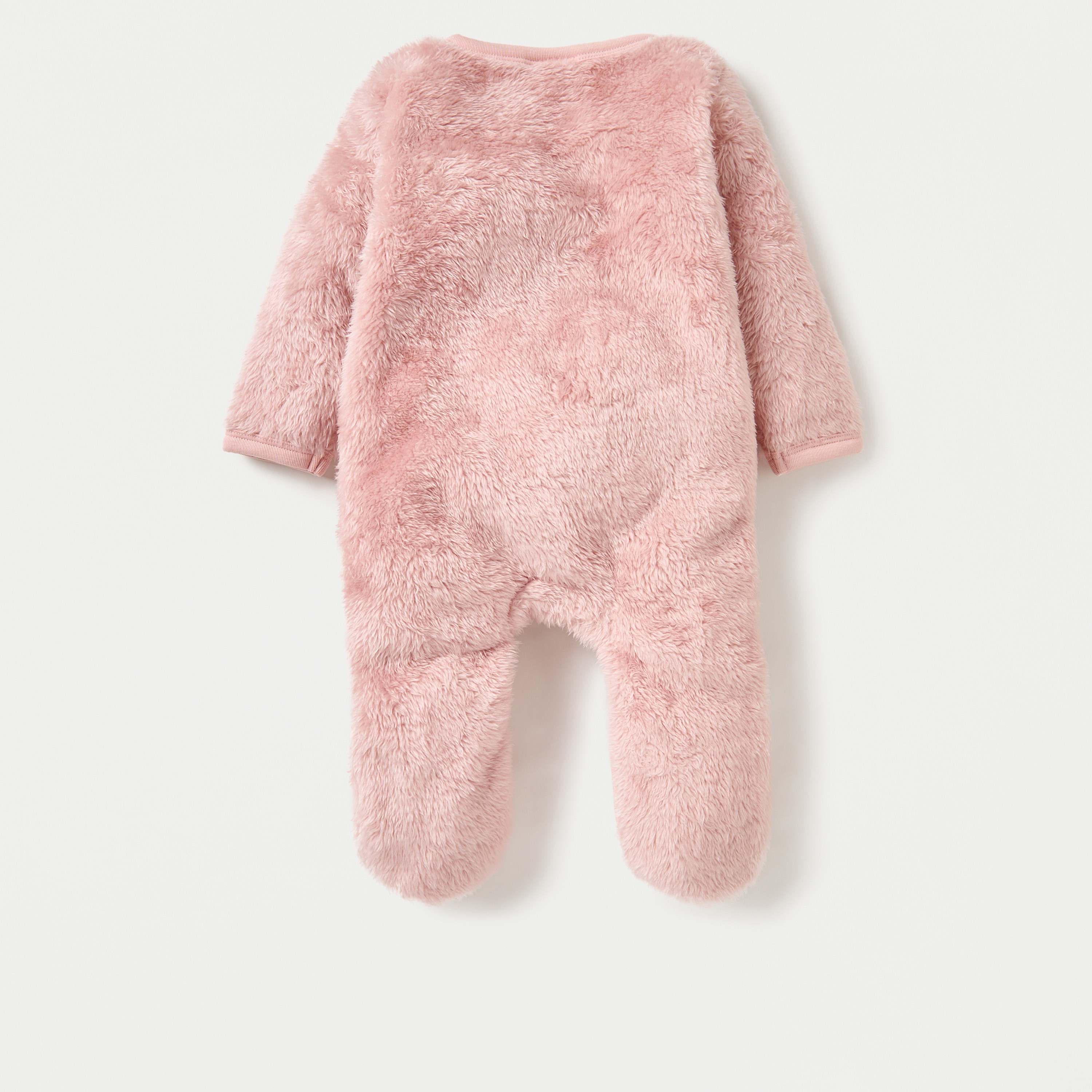 Juniors Faux Fur Textured Footed Sleepsuit with Long Sleeves-baby-girls-clothing-nightwear-sleepsuits-image-2