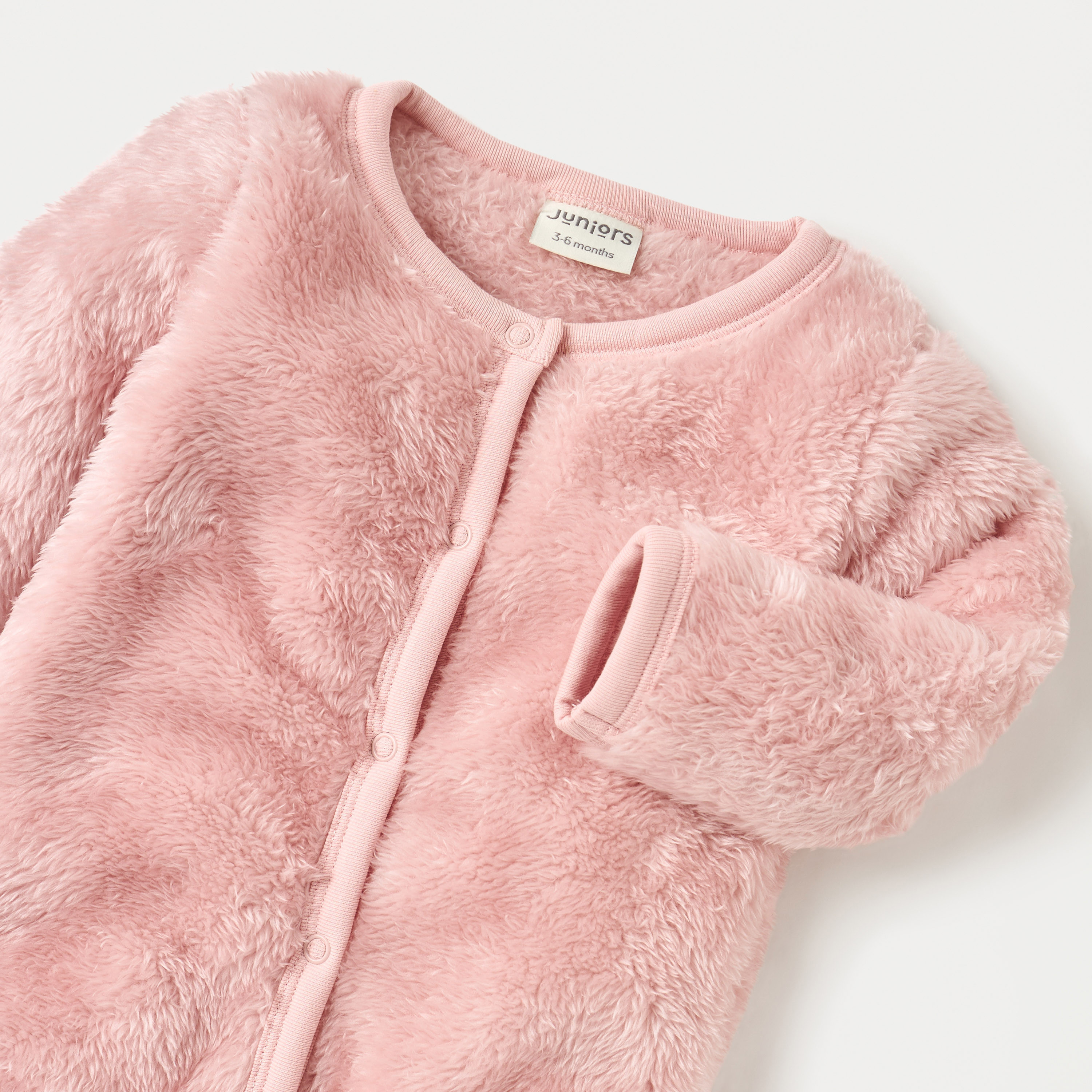 Juniors Faux Fur Textured Footed Sleepsuit with Long Sleeves-baby-girls-clothing-nightwear-sleepsuits-image-3