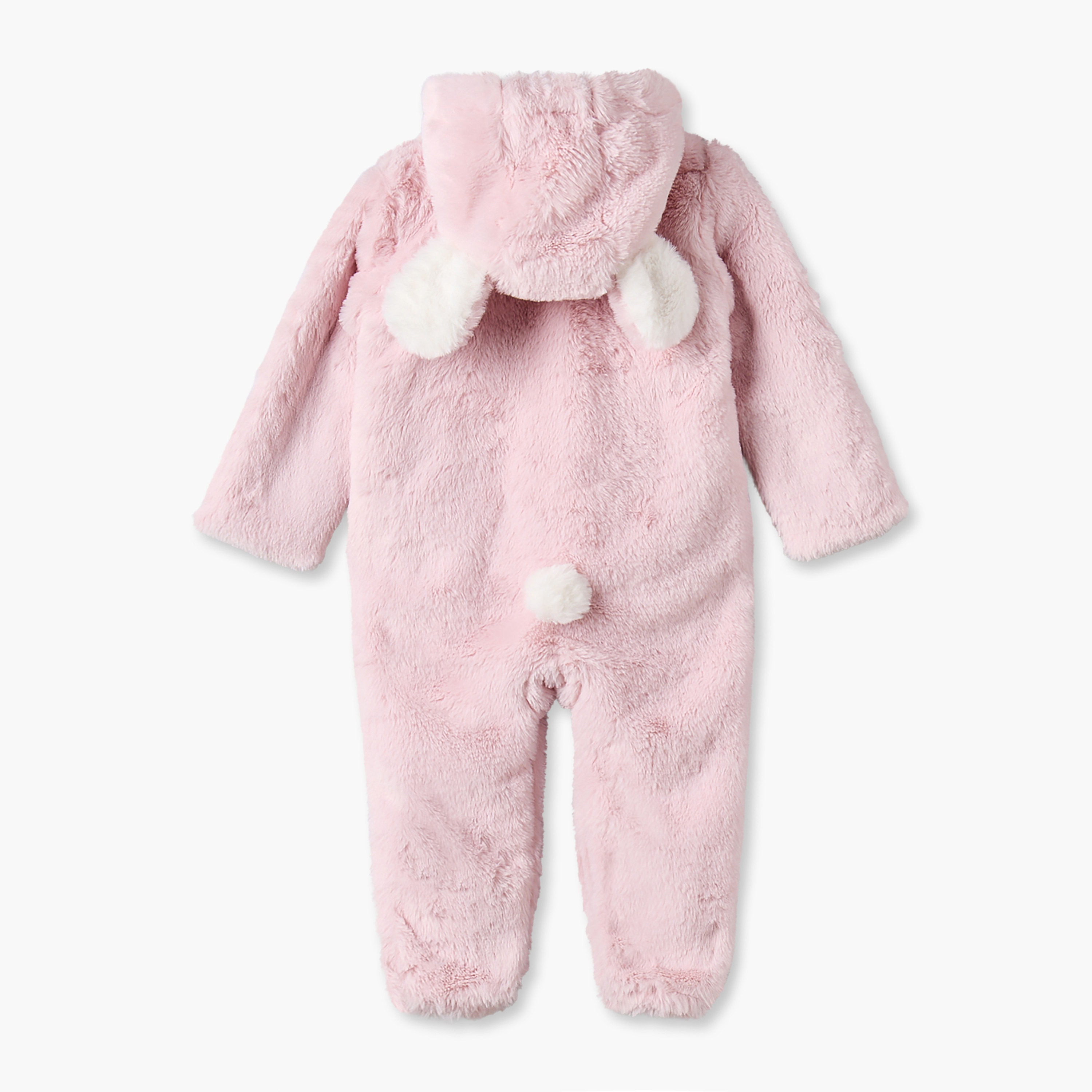 Juniors Faux Fur Hooded Long Sleeves Sleepsuit with 3D Ears-baby-boys-clothing-nightwear-sleepsuits-image-2