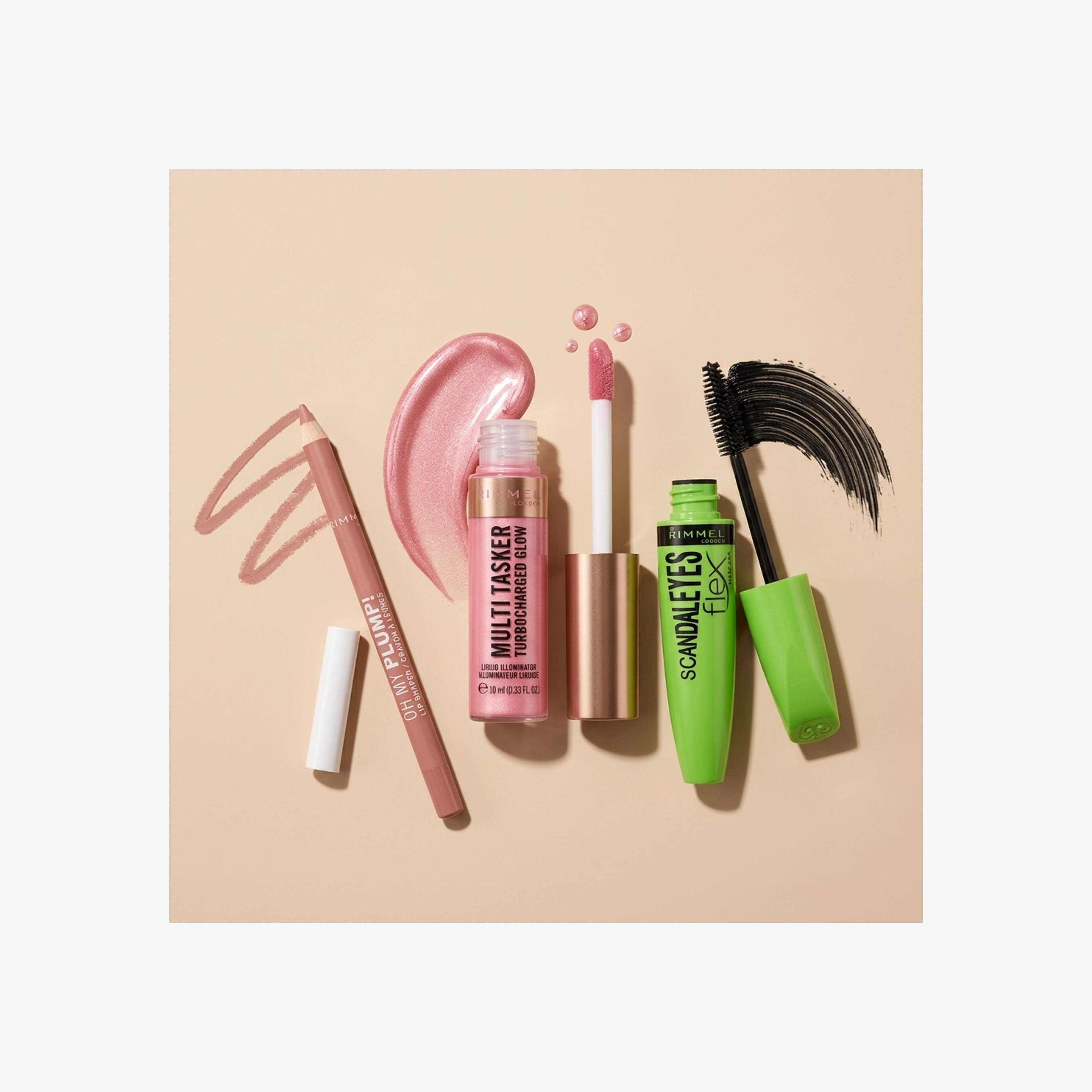 مجموعة مكياج ريميل - أحمر خدود لامع، محدد شفاه ممتلئ، وماسكارا عيون فضيحة-beautyandpersonalcare-makeup-giftsets-image-1