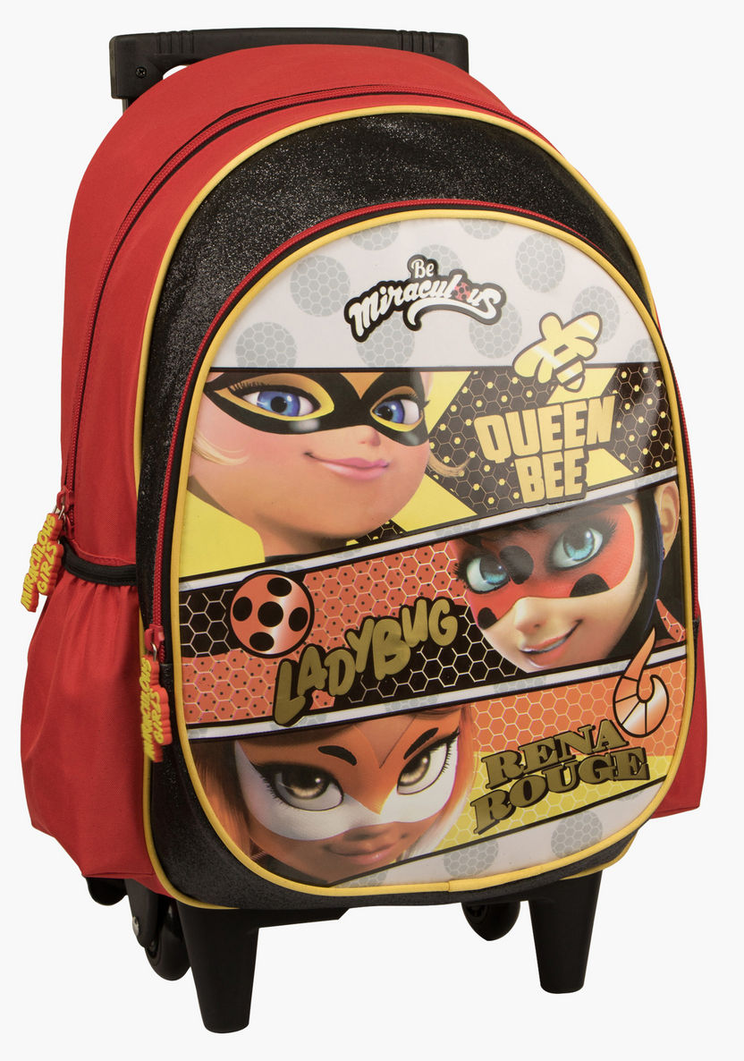 Ladybug Printed Trolley Backpack with Zip Closure-Trolleys-image-0
