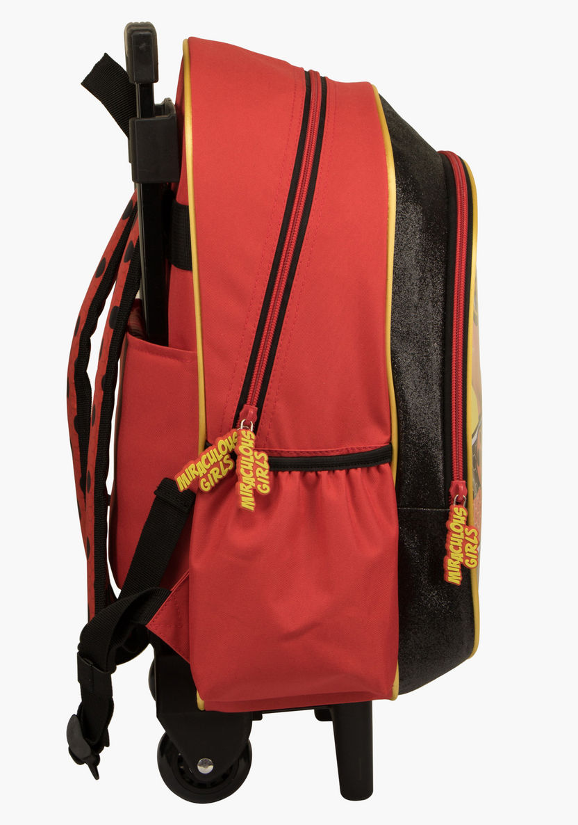 Ladybug Printed Trolley Backpack with Zip Closure-Trolleys-image-1