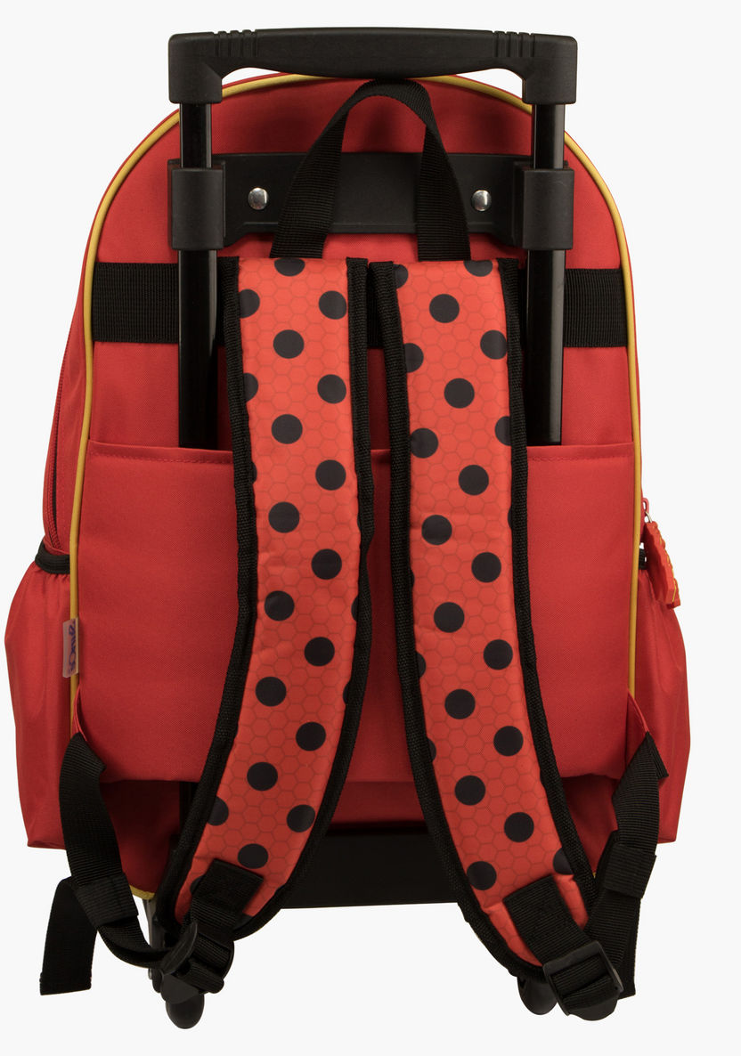 Ladybug Printed Trolley Backpack with Zip Closure-Trolleys-image-2