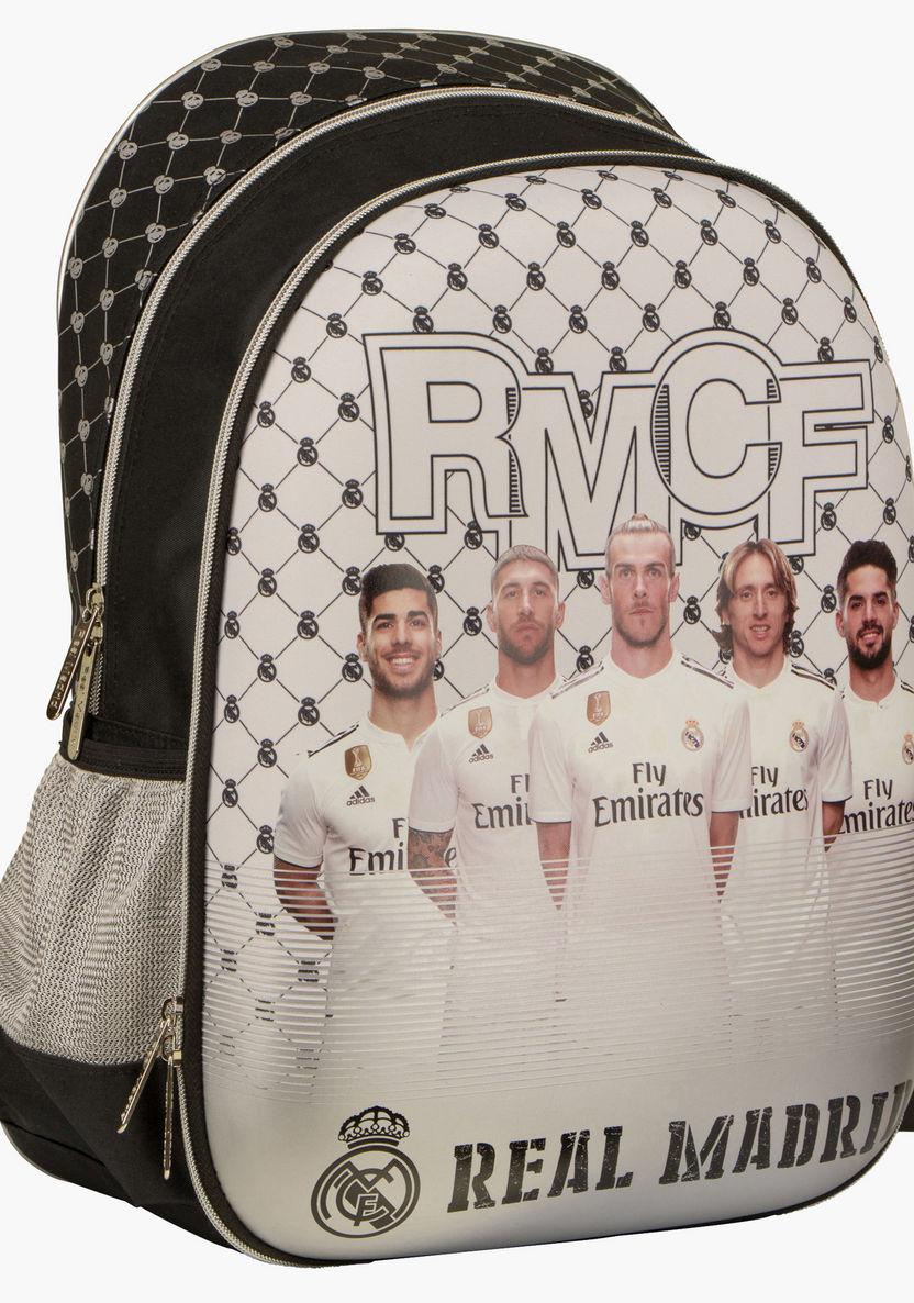Real Madrid Printed Backpack with Side Pockets - 18 inches-Backpacks-image-0