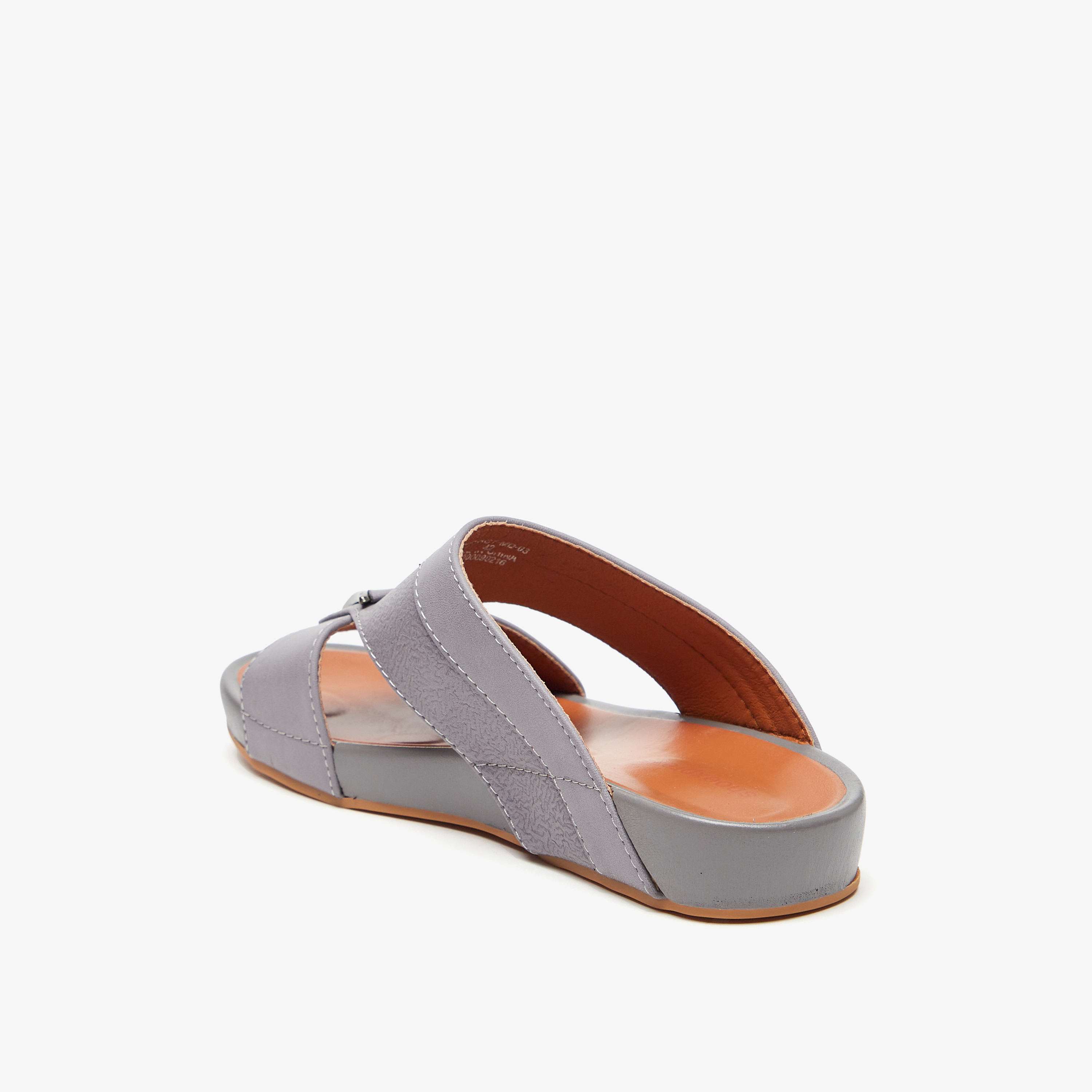 صندل عربي سهل الارتداء بارز الملمس بمقدمة مستديرة وزينة معدنية-men-shoes-sandals-image-2