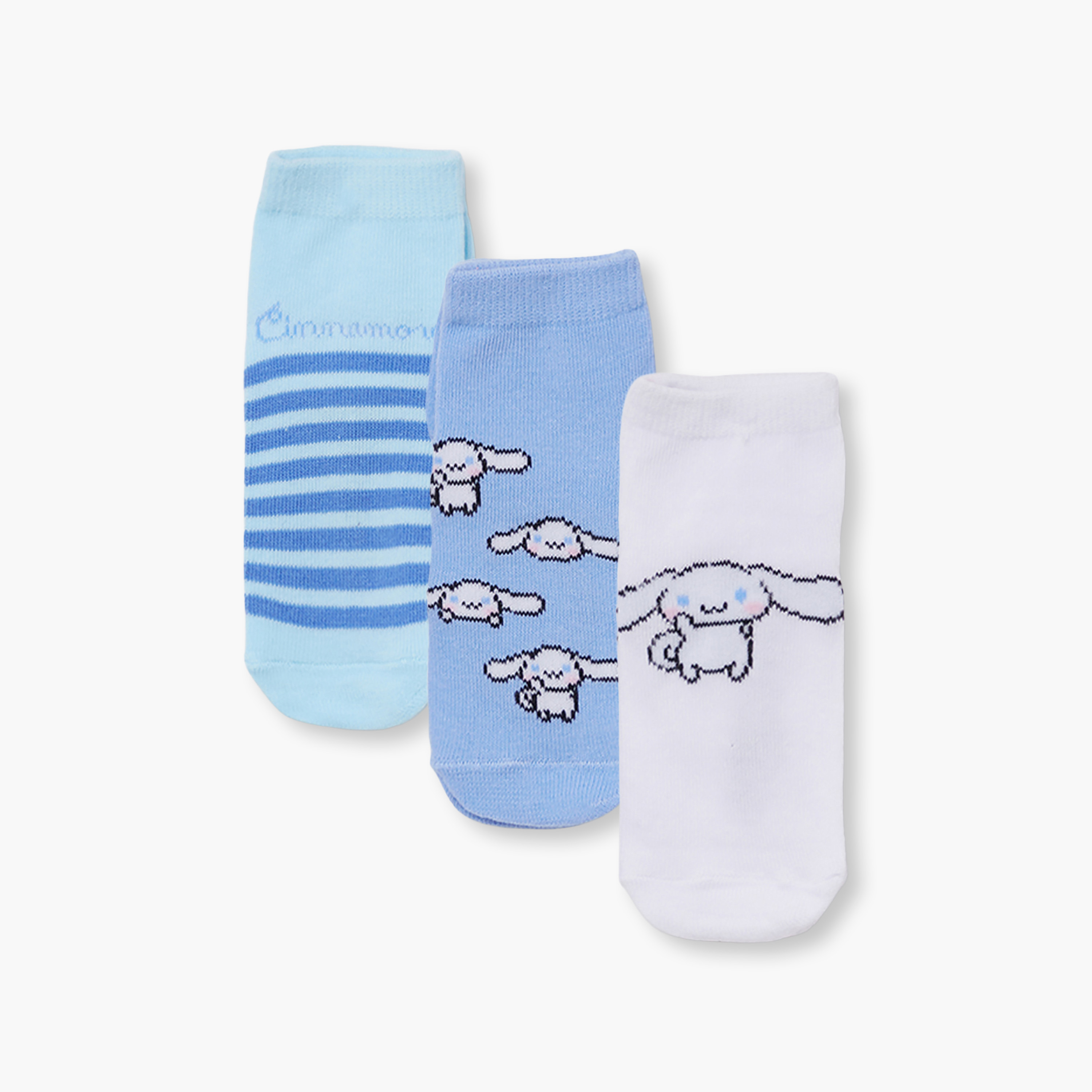 جوارب كاحل قطنية مطبوعة 3 أزواج من سينامورول-girls-accessories-socks-image-1